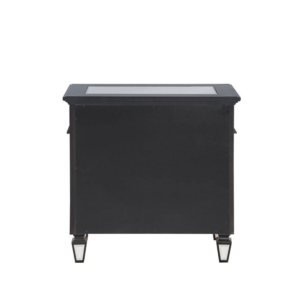 Varian II - Nightstand - Mirrored, Black & Sliver, black, view 4