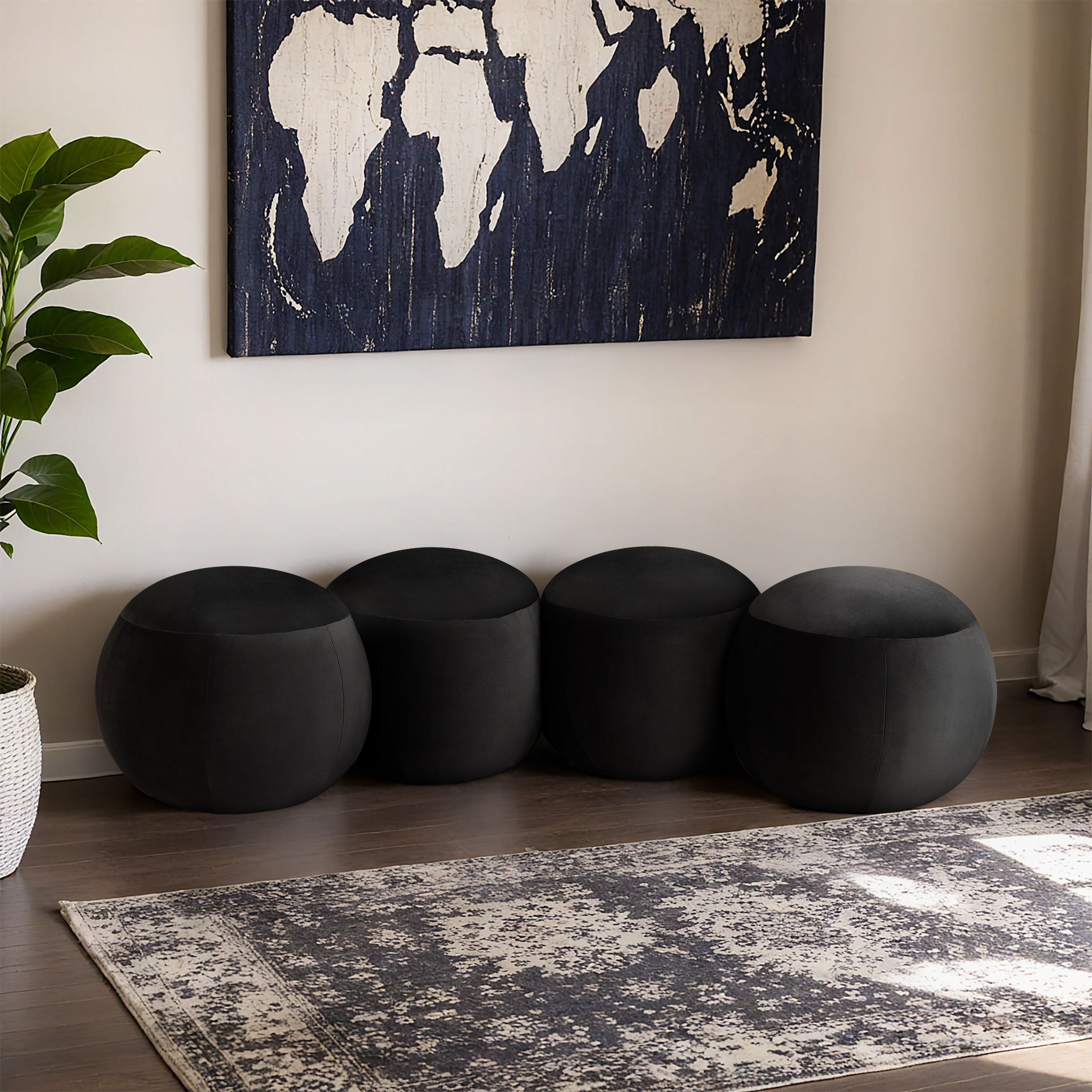 Apollo - 65" Velvet Bench - Black