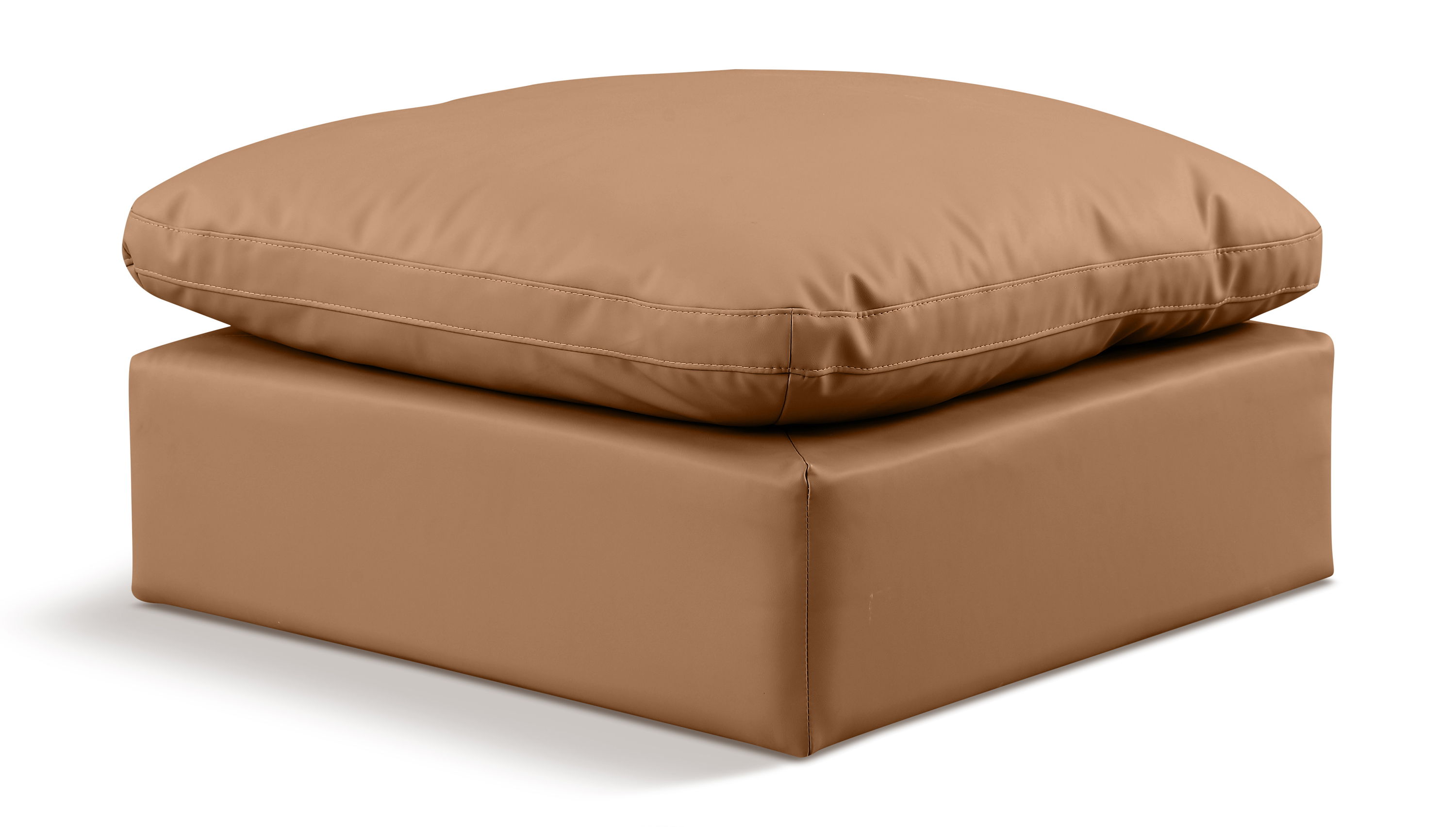 Indulge - Faux Leather Ottoman - Cognac