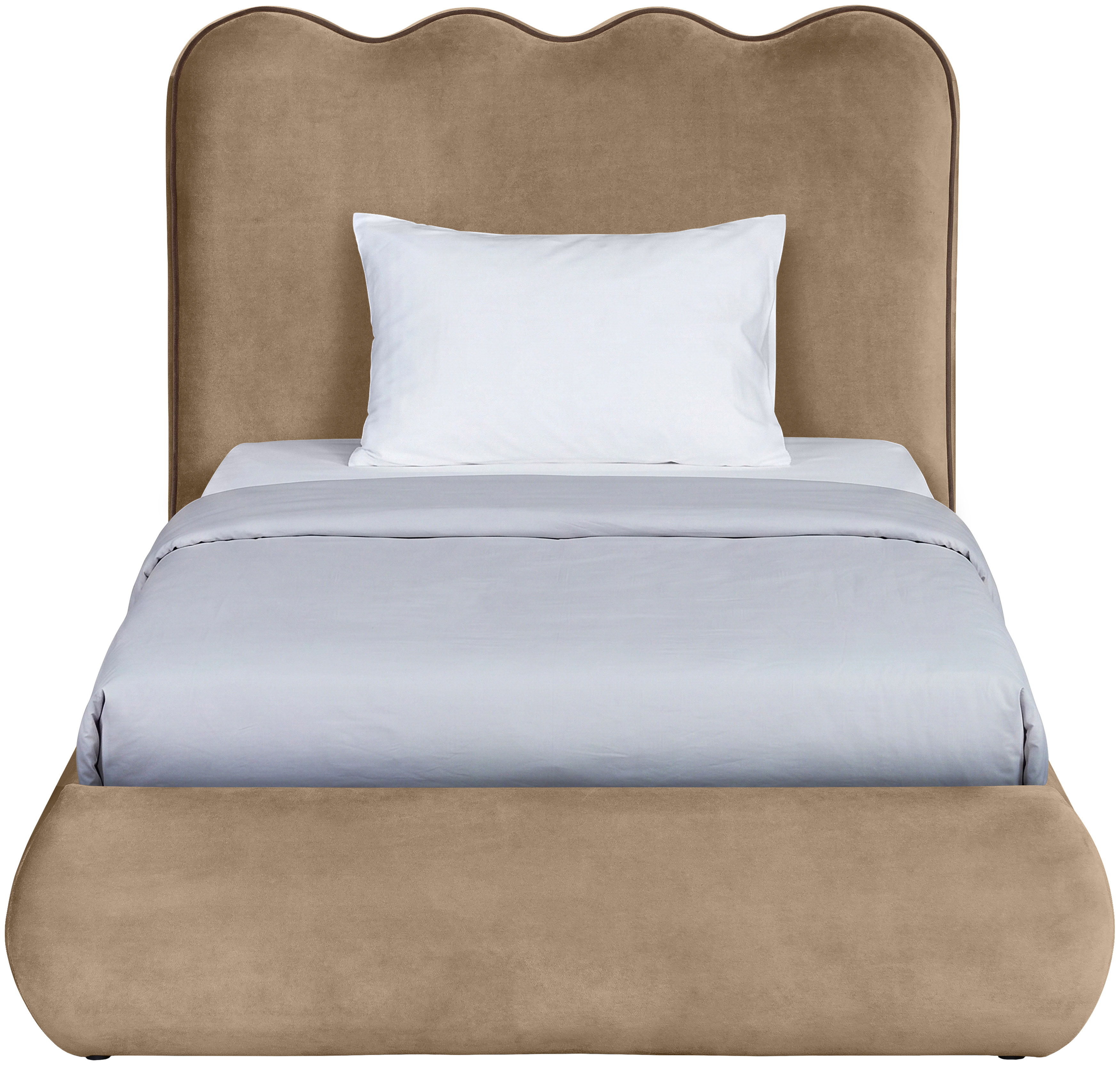 Tempo - Velvet Upholstered Twin Bed - Beige
