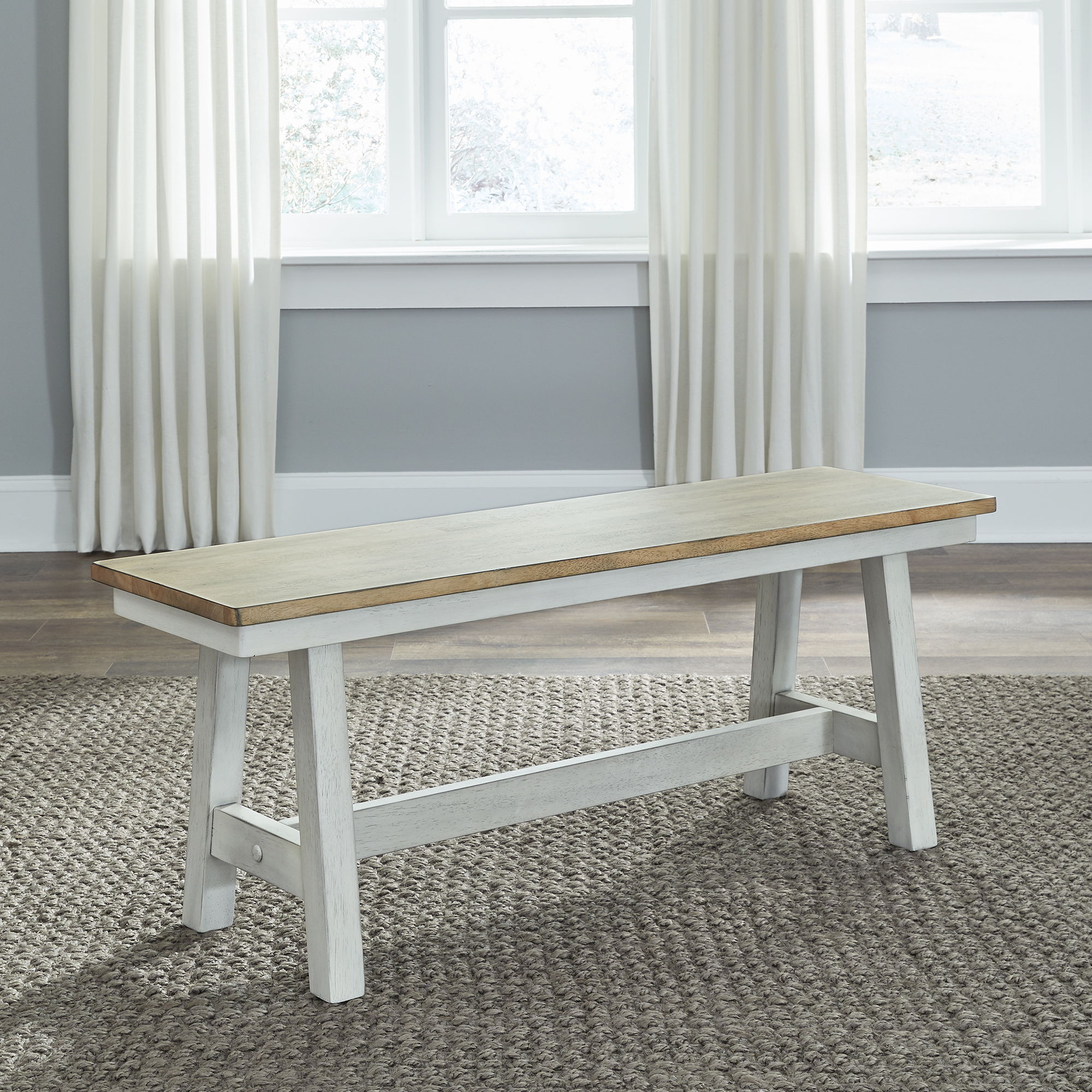 Liberty Furniture Lindsey Farm - Backless Bench - Weathered White