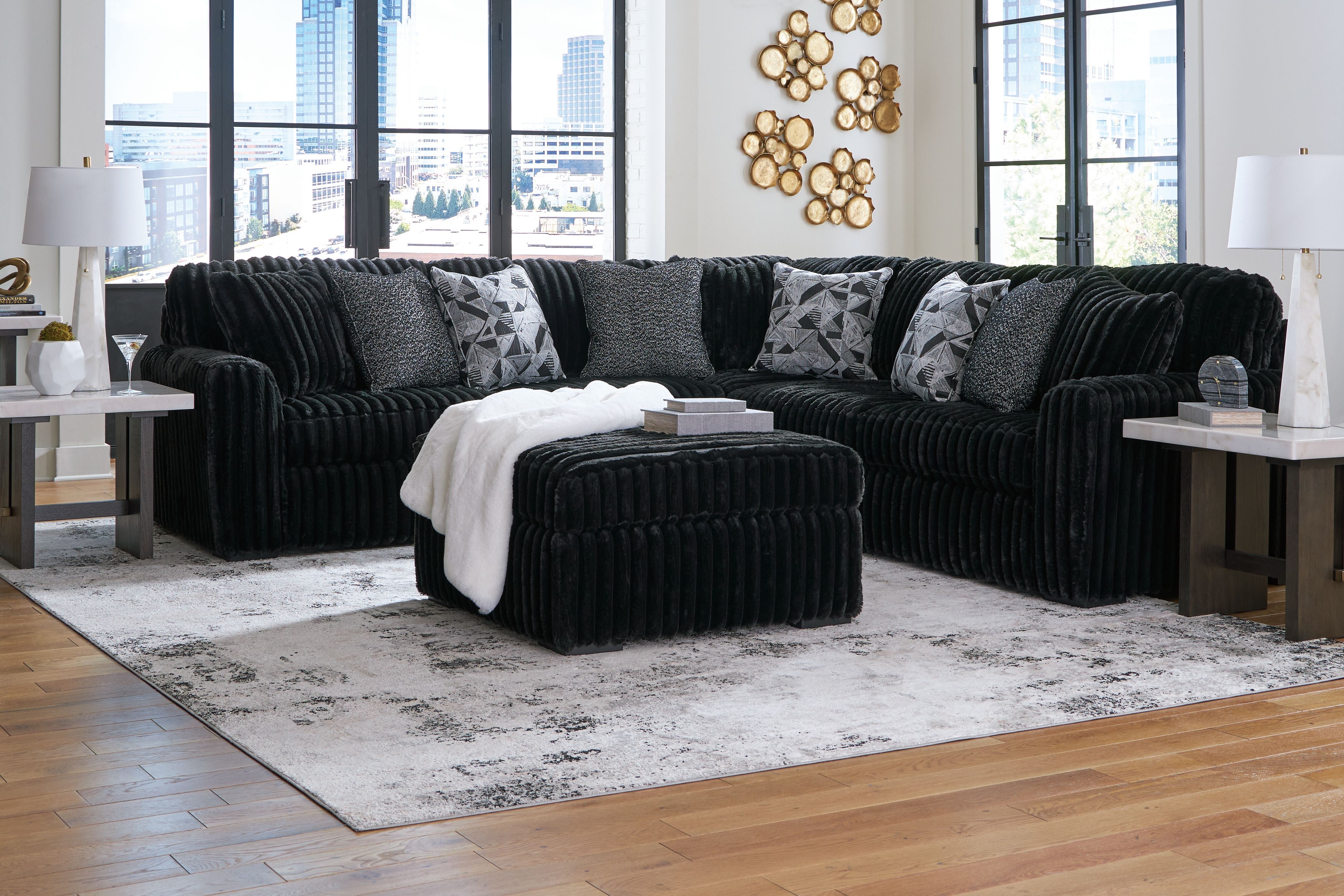 4 Pc · 3-Piece Sectional, Ottoman
