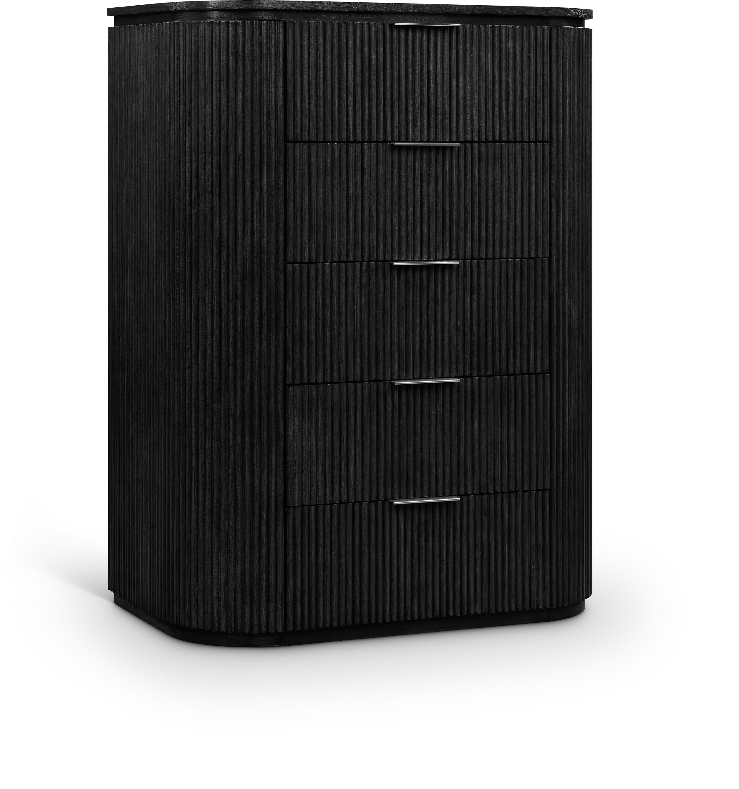 Astrid - Solid Wood And Oak Veneer Chest - Black