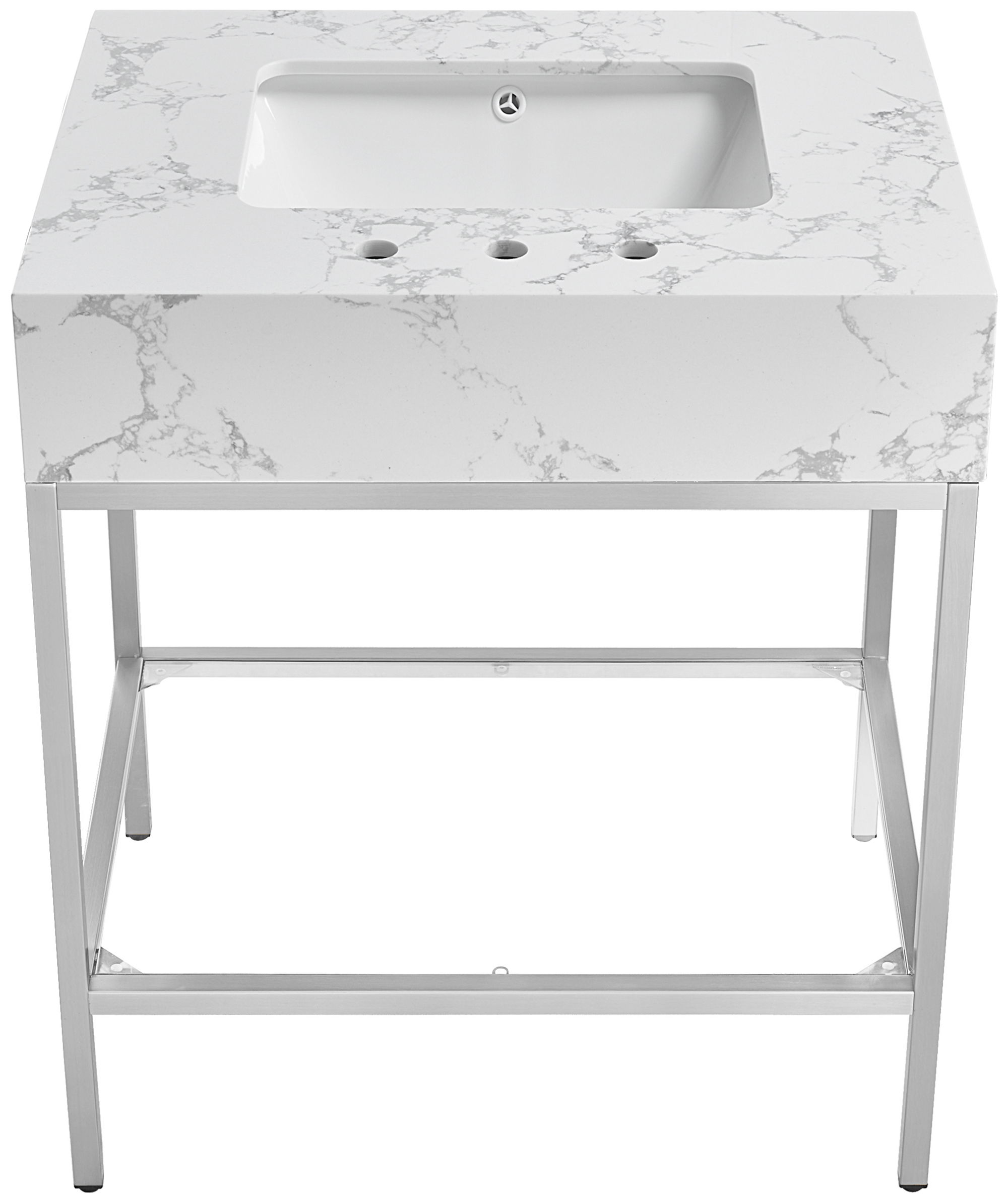 Marmo - 30" Engineered Marble Bathroom Vanity With Chrome Base - White