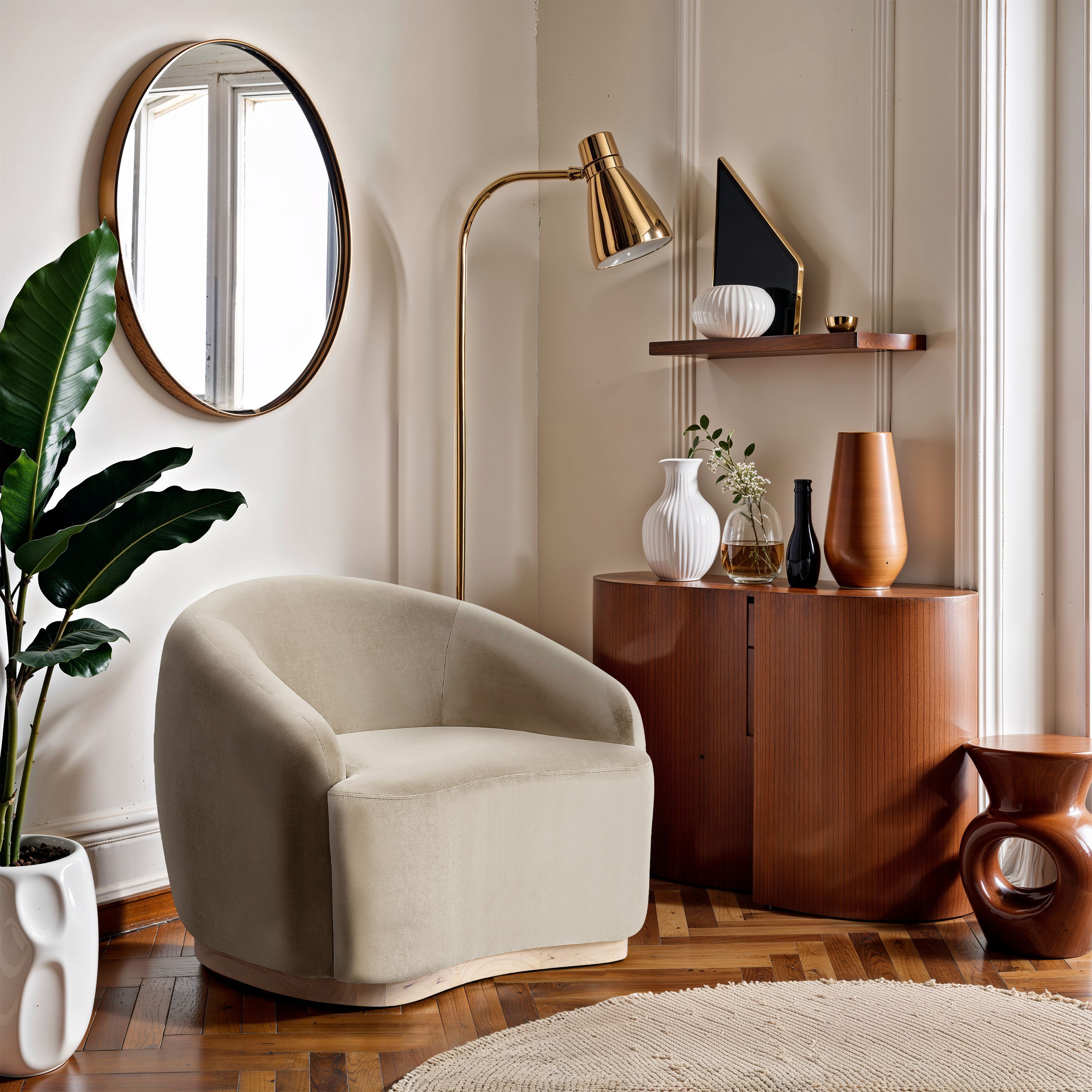 Gustavo - Velvet Upholstered Chair - Cream