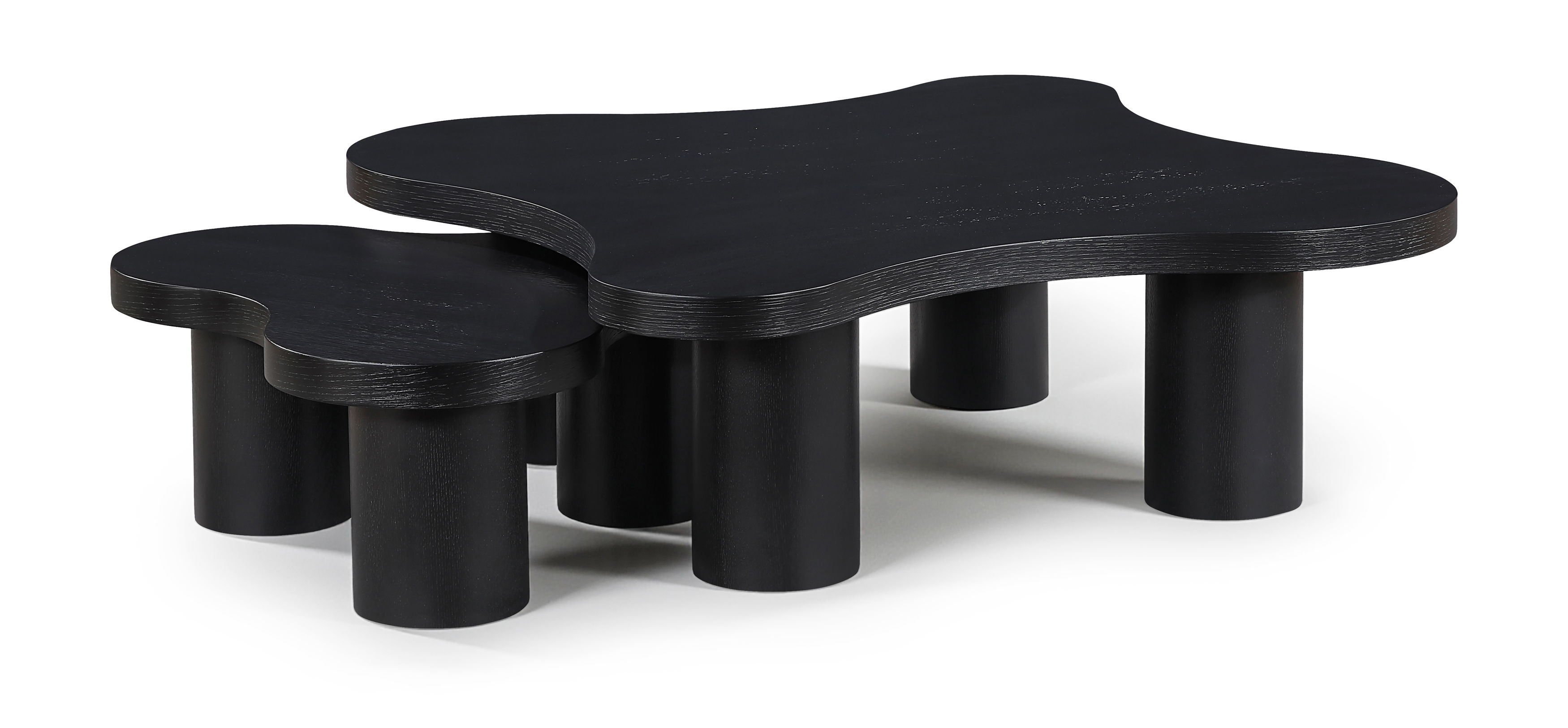 Cove - Oak Veneer And Solid Wood 2 Piece Coffee Table - Black
