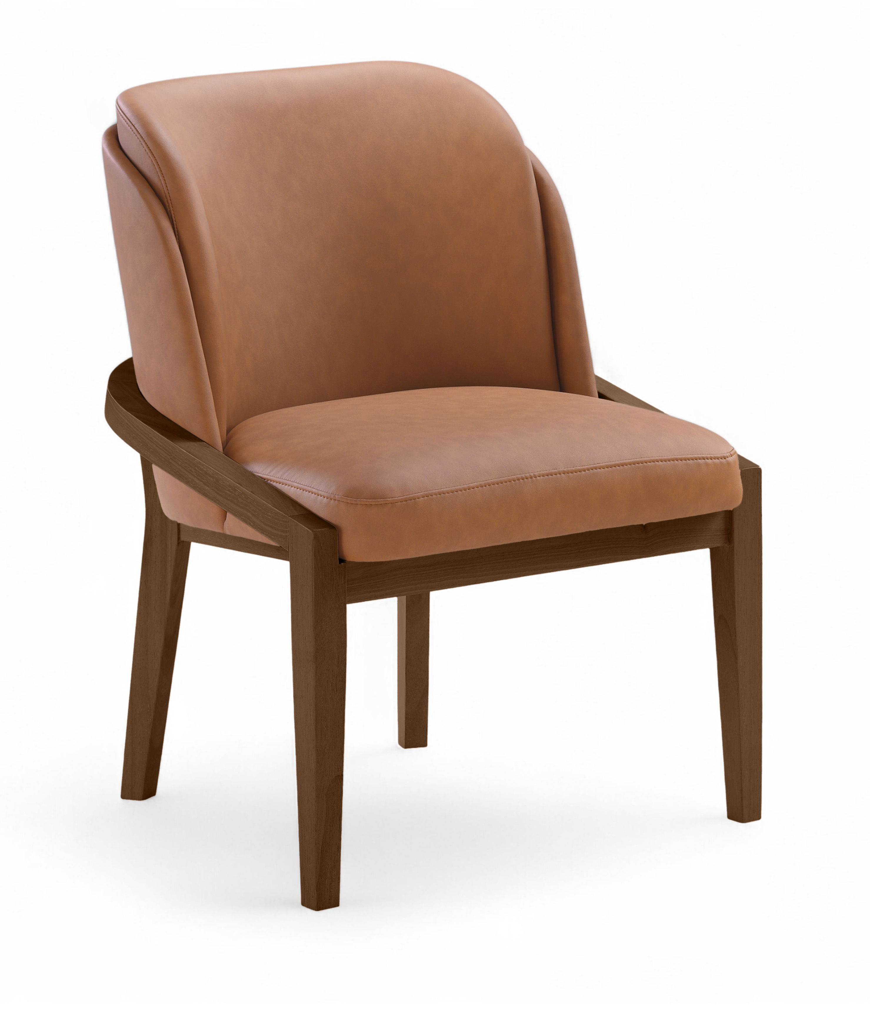 Navo - Upholstered Dining Chair Vegan Leather - Cognac