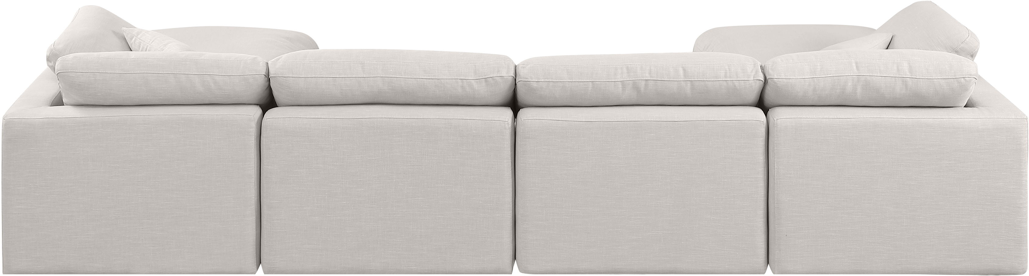 Indulge - Linen 6 Piece Modular Double Chaise Sectional - Cream