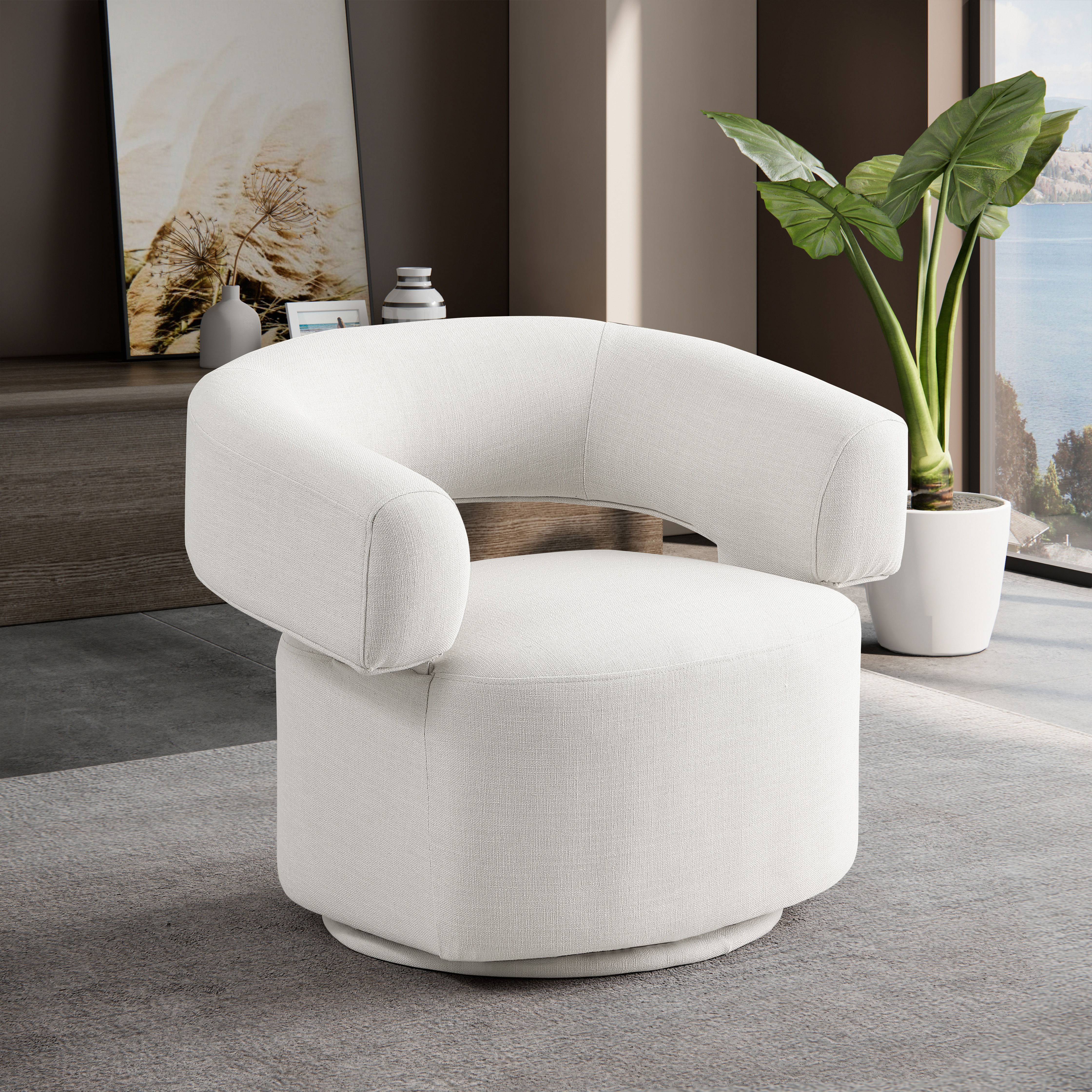 Niya - Swivel Accent Chair - Cream