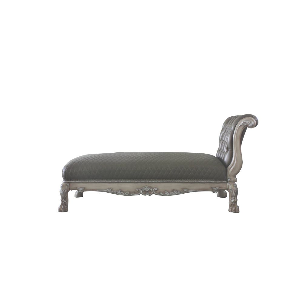 Dresden - Chaise With Pillow - Namibia Synthetic Leather & Vintage Bone White, dark gray, view 2