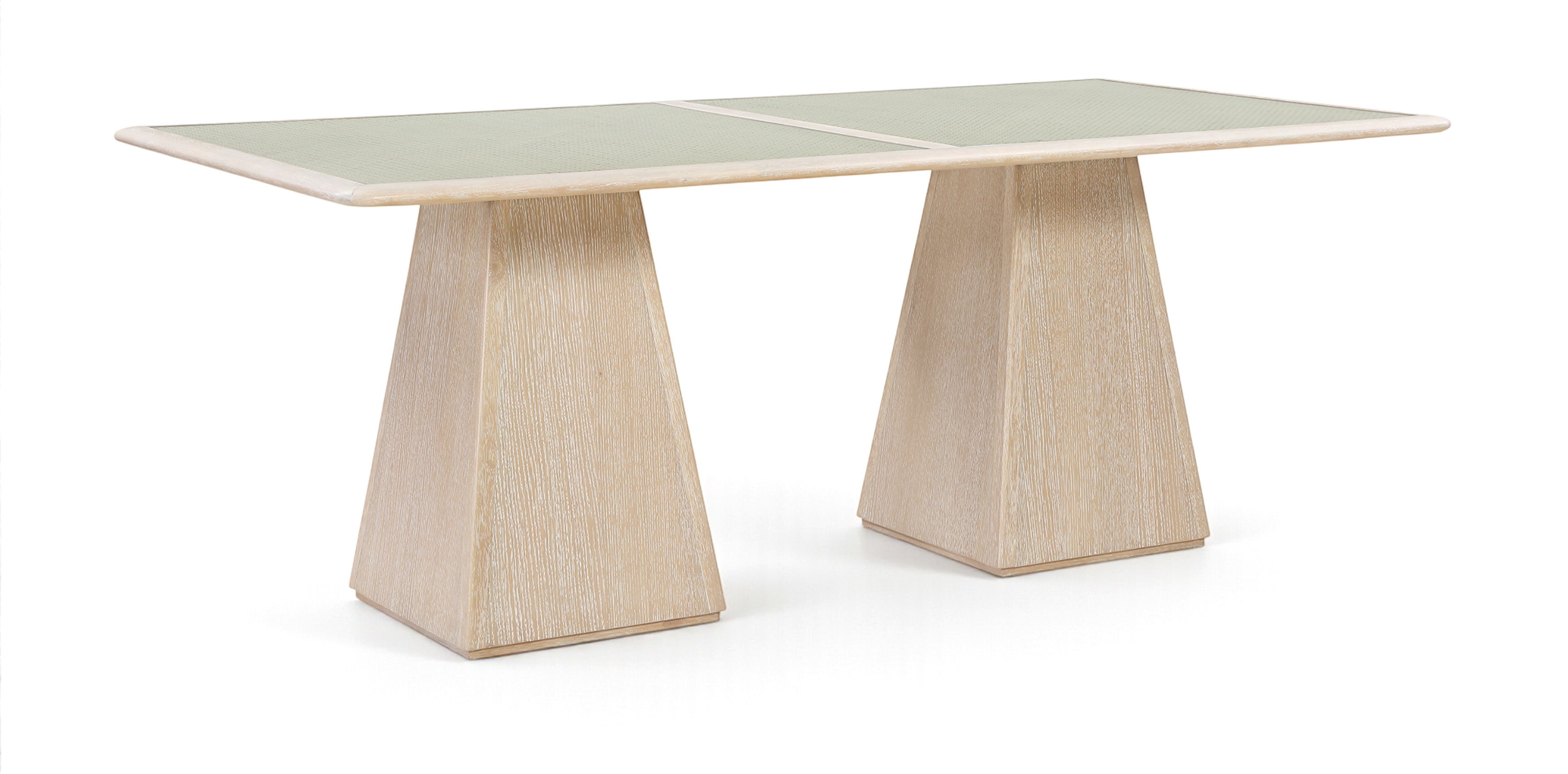 Atrium - 78" Glass Top And Wood Base Dining Table - Natural