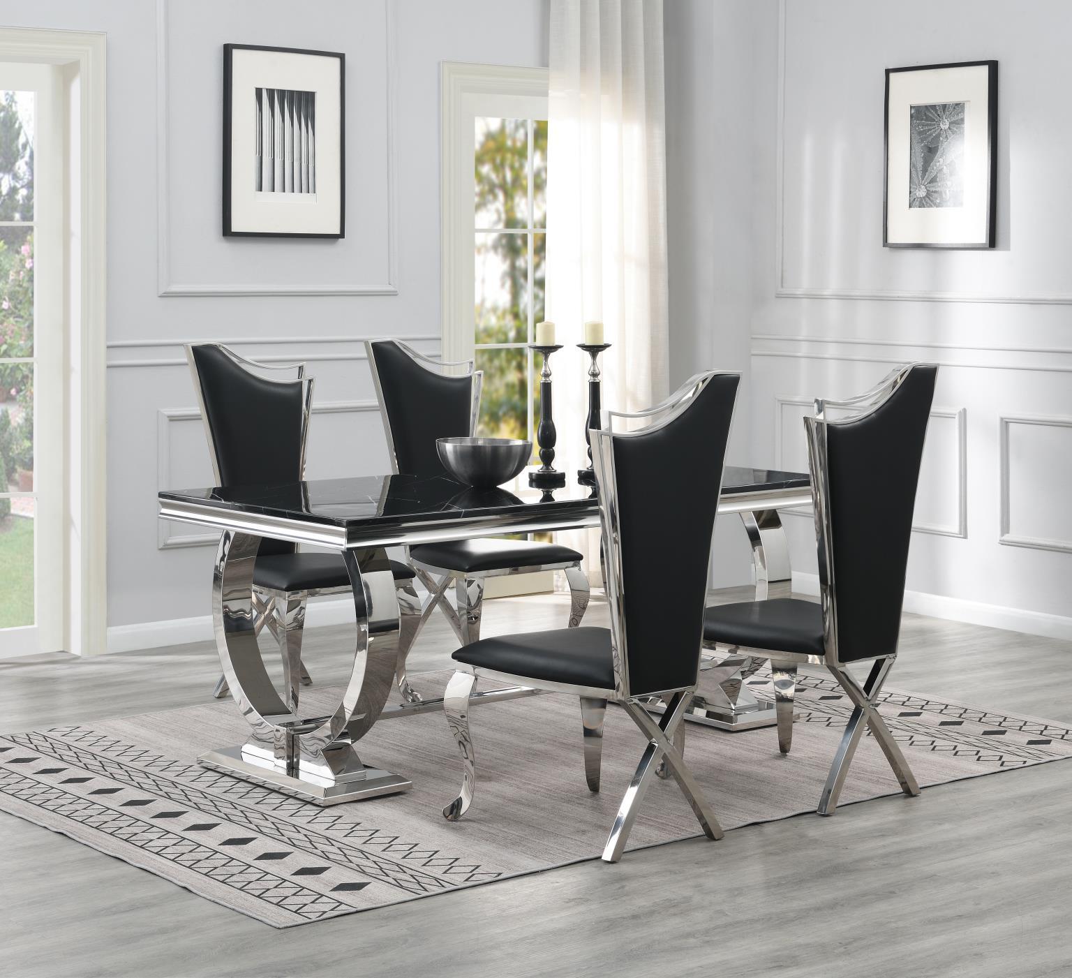 5 Pc · Table, 4 Leather Chairs
