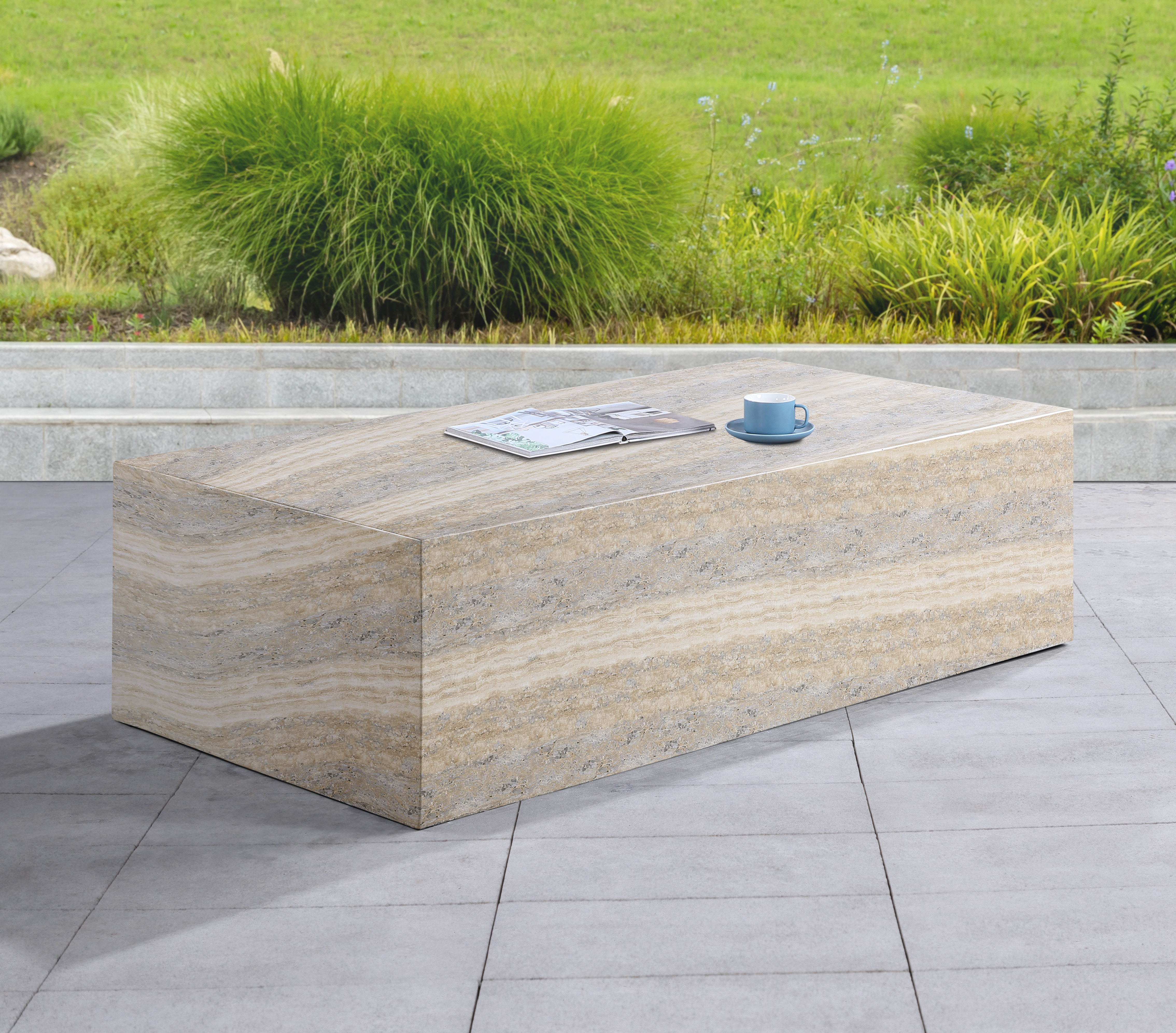 Piazza - Concrete Coffee Table - Travertine