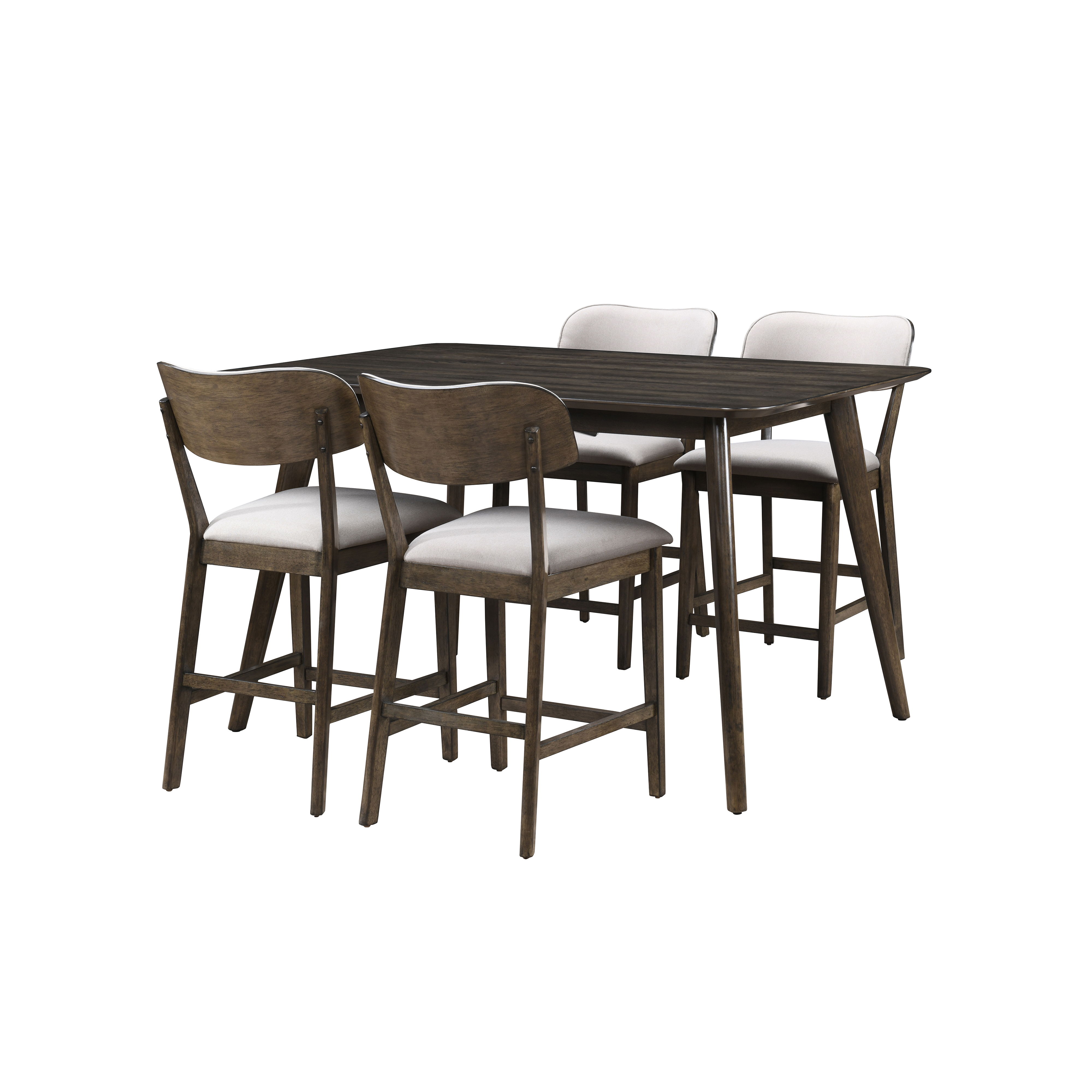 Rex - 60" Counter Height Table With 4 Counter Chairs - Brown