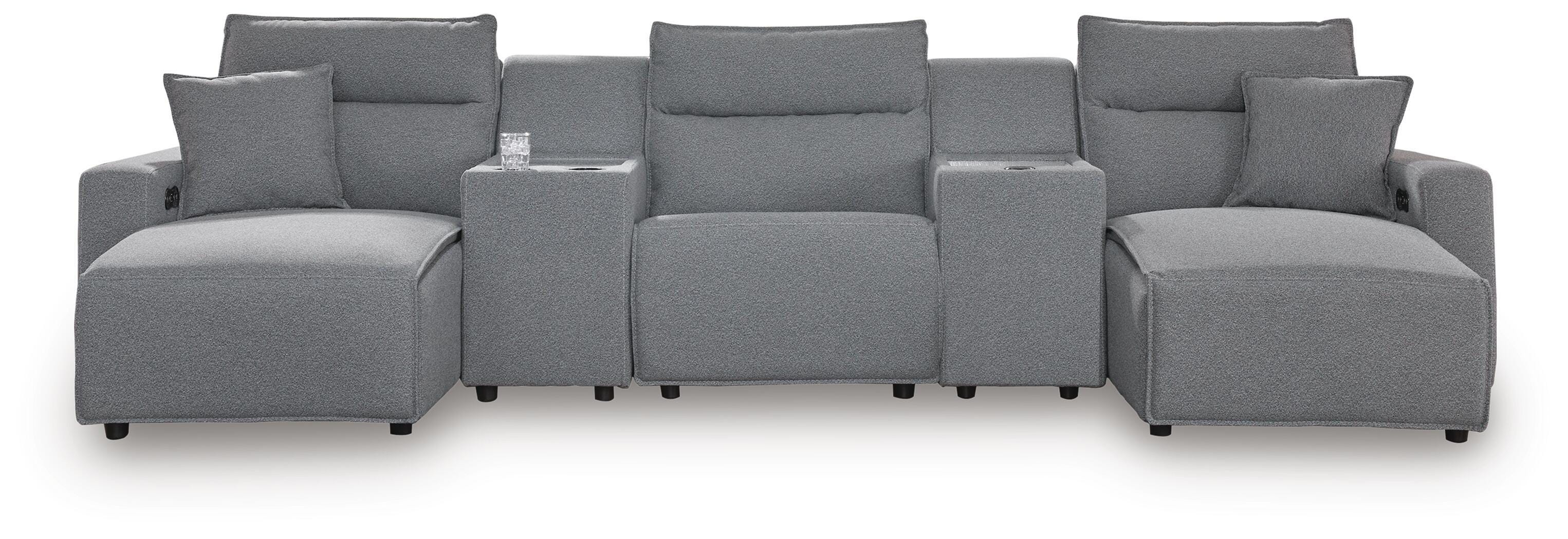 5 Pc · Power Reclining Sectional With Double Chaise, Power Armless Recliner And 2 Consoles