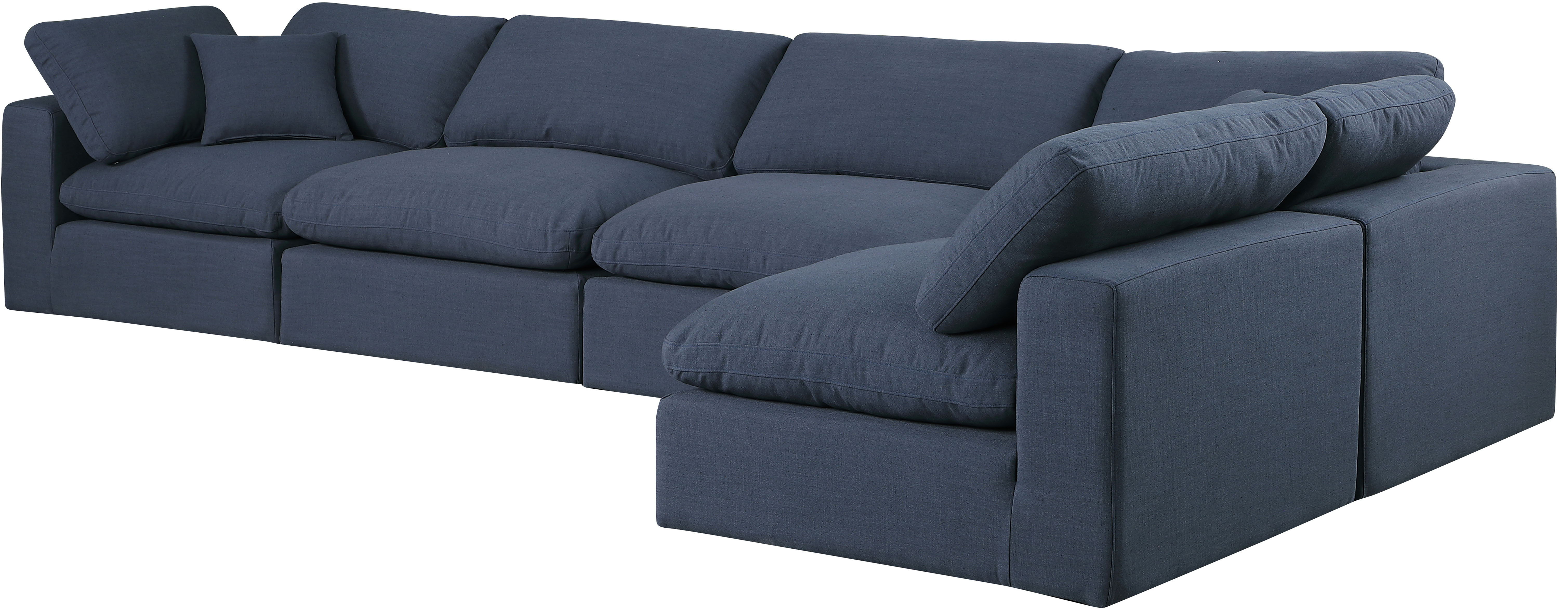 Comfy - 5 Piece Linen Modular Sectional - Blue