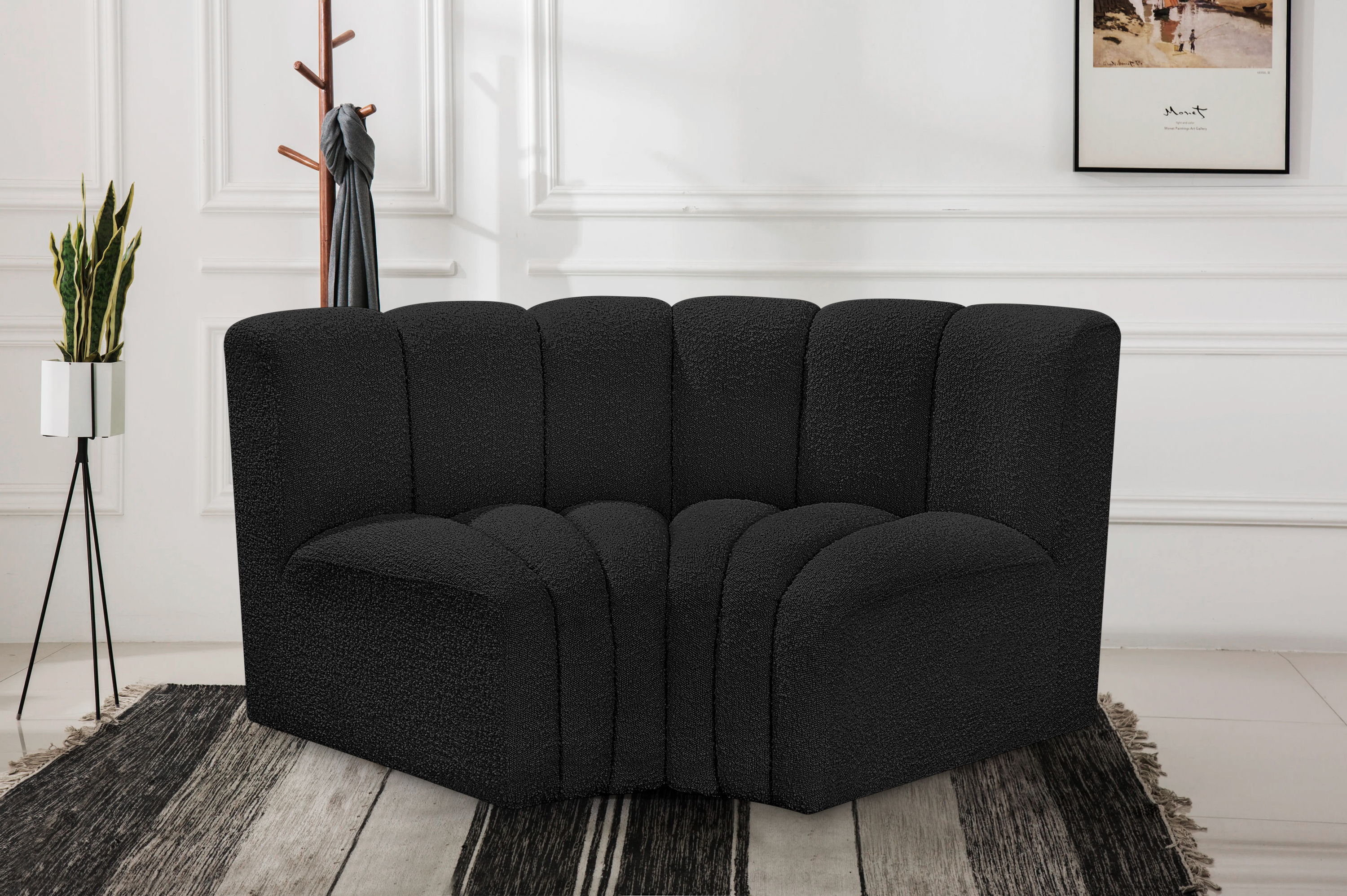 Arc - Boucle Fabric 2 Piece Modular Sofa - Black