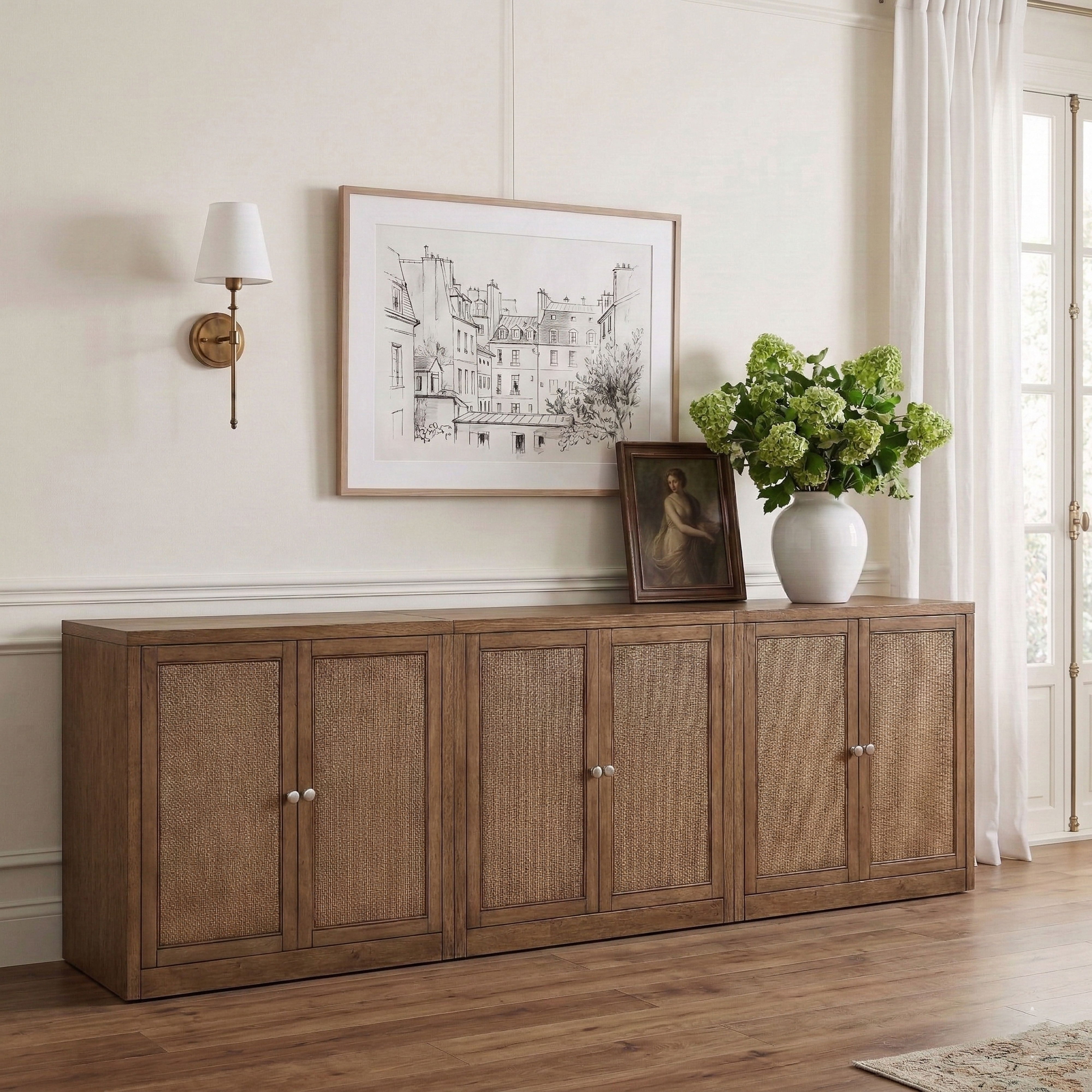 Vero - Solid Wood And Oak Veneer 3 Piece Sideboard/Buffet - Brown