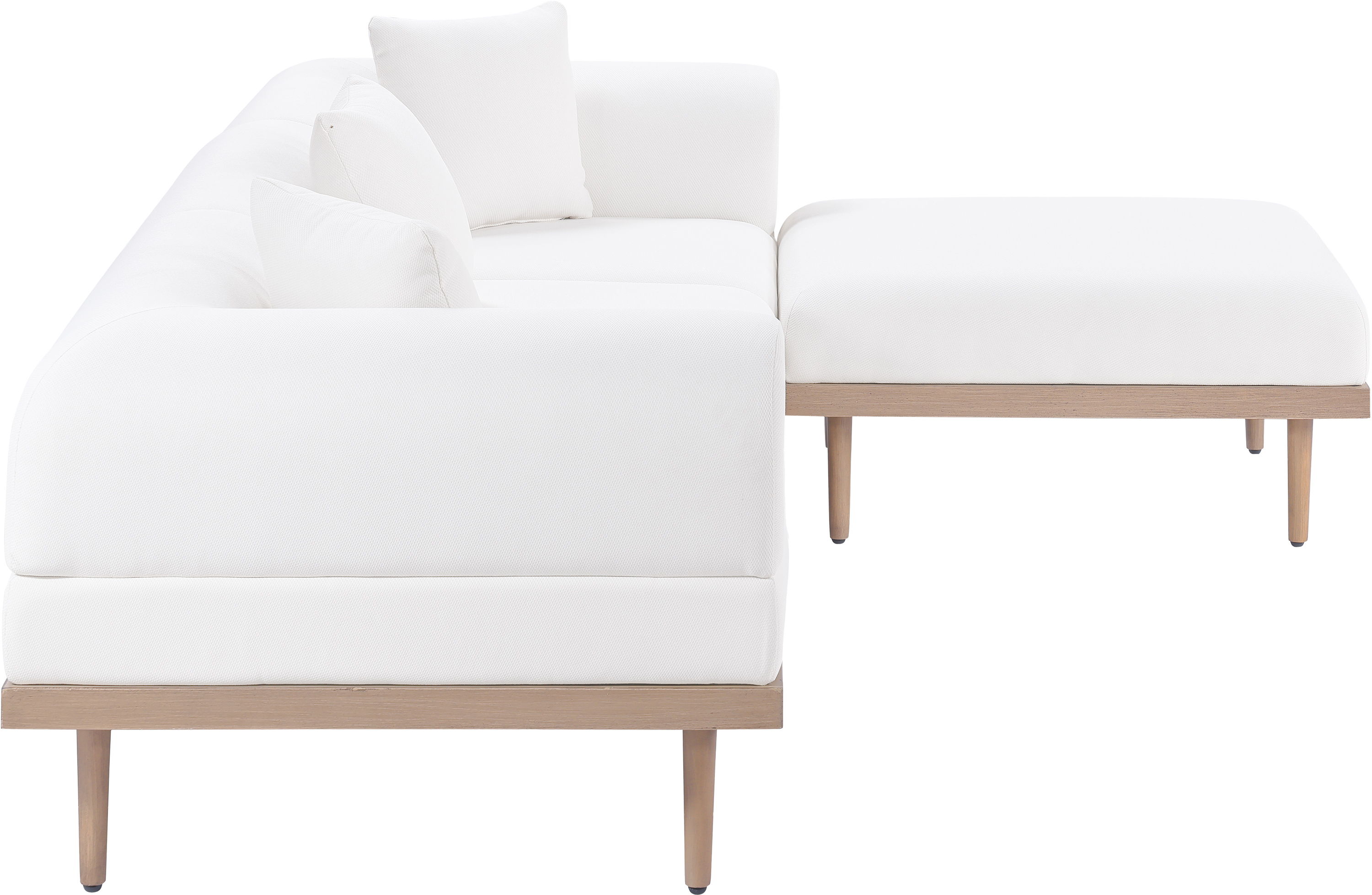 Laguna - 4 Piece Resilient Water Resistant Fabric 106.5" Upholstered Outdoor Patio Modular Sectional - Cream