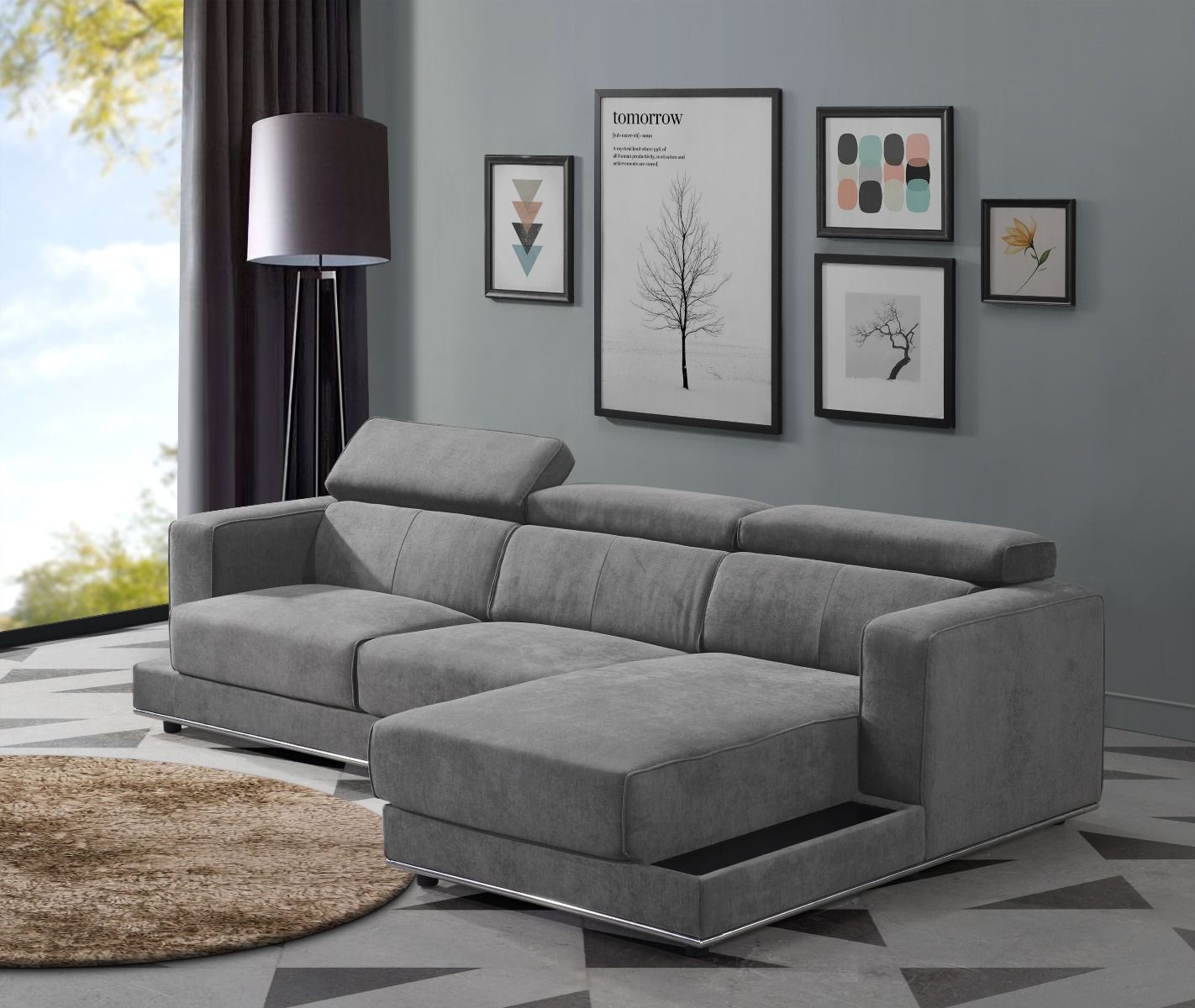 Alwin - Modular Lf Sofa - Dark Gray Fabric, dark gray, view 5