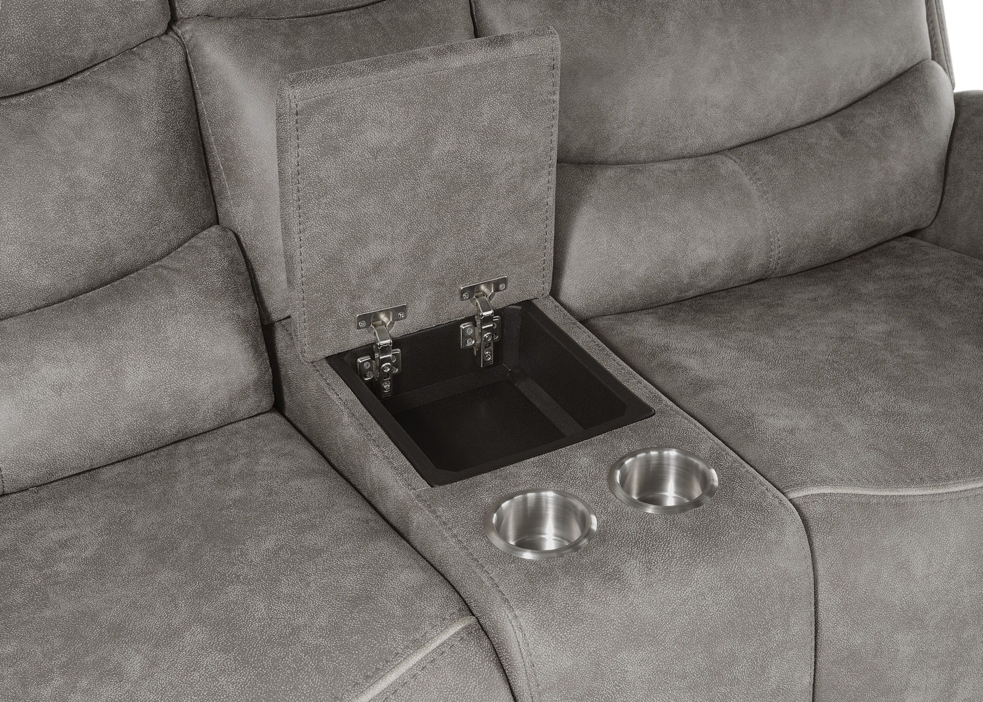 Kamari - Console Loveseat With Dual Recliners - Gray, gray, view 6