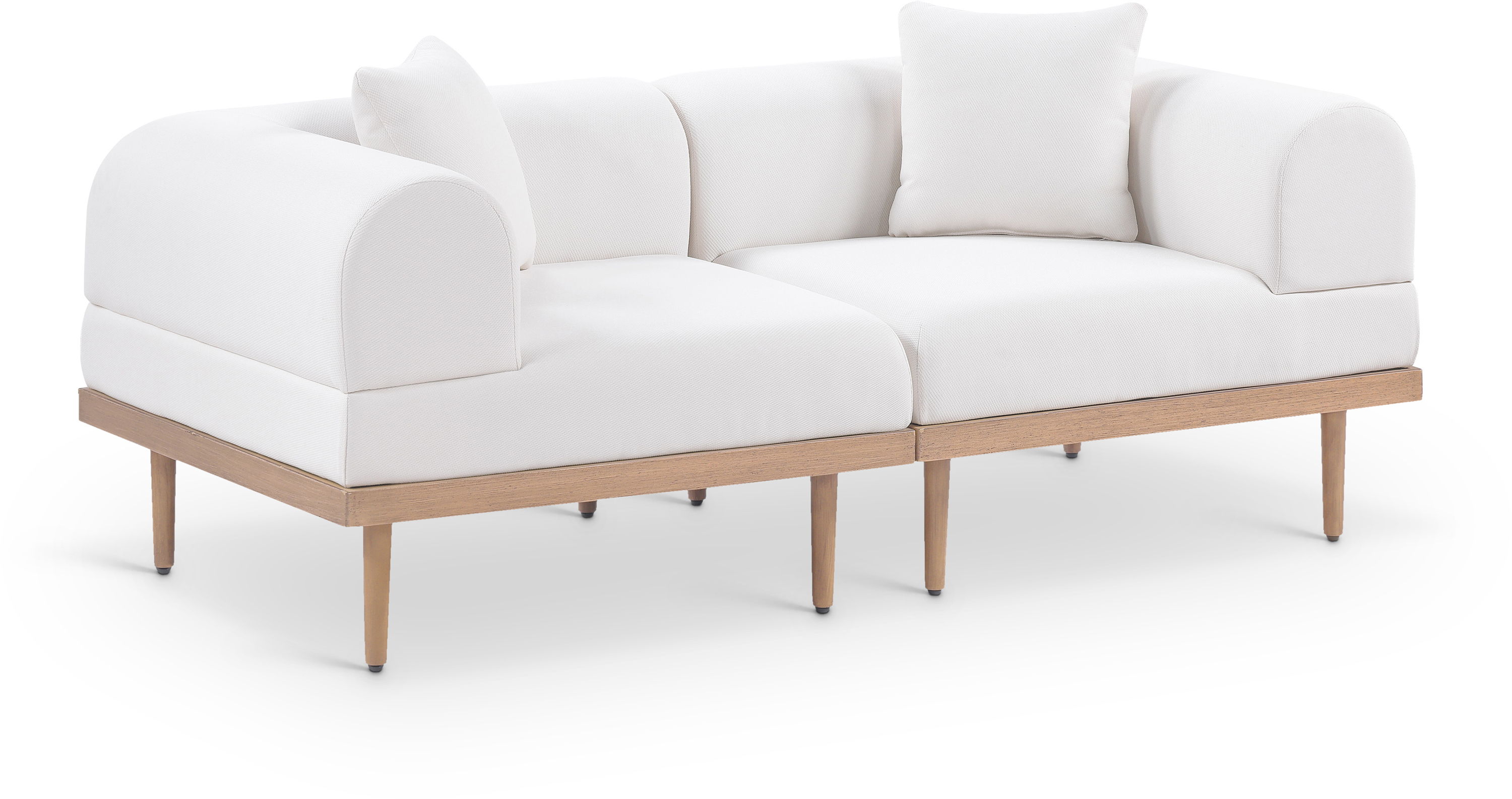 Laguna - 2 Piece Resilient Water Resistant Fabric 71" Upholstered Outdoor Patio Modular Loveseat - Cream