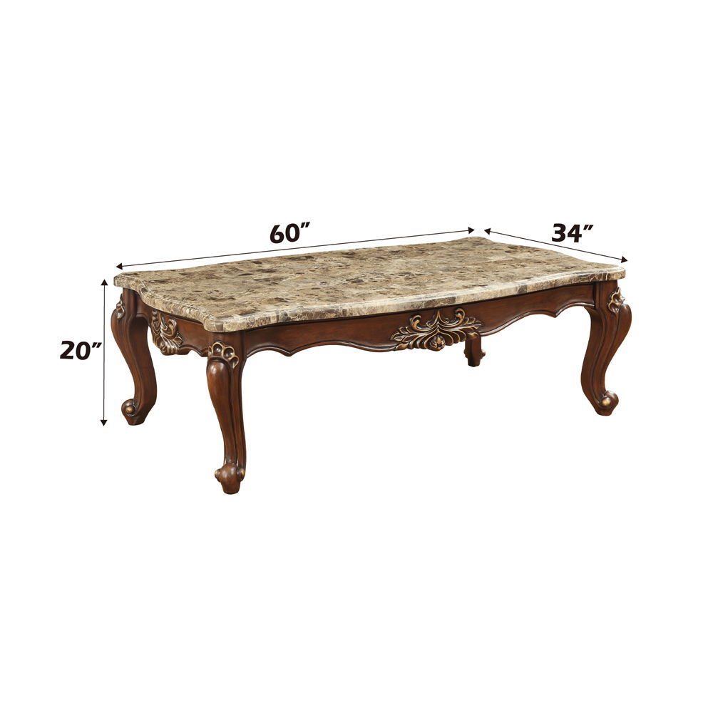 Shalisa - Coffee Table - Marble Top & Walnut, dark brown, view 3
