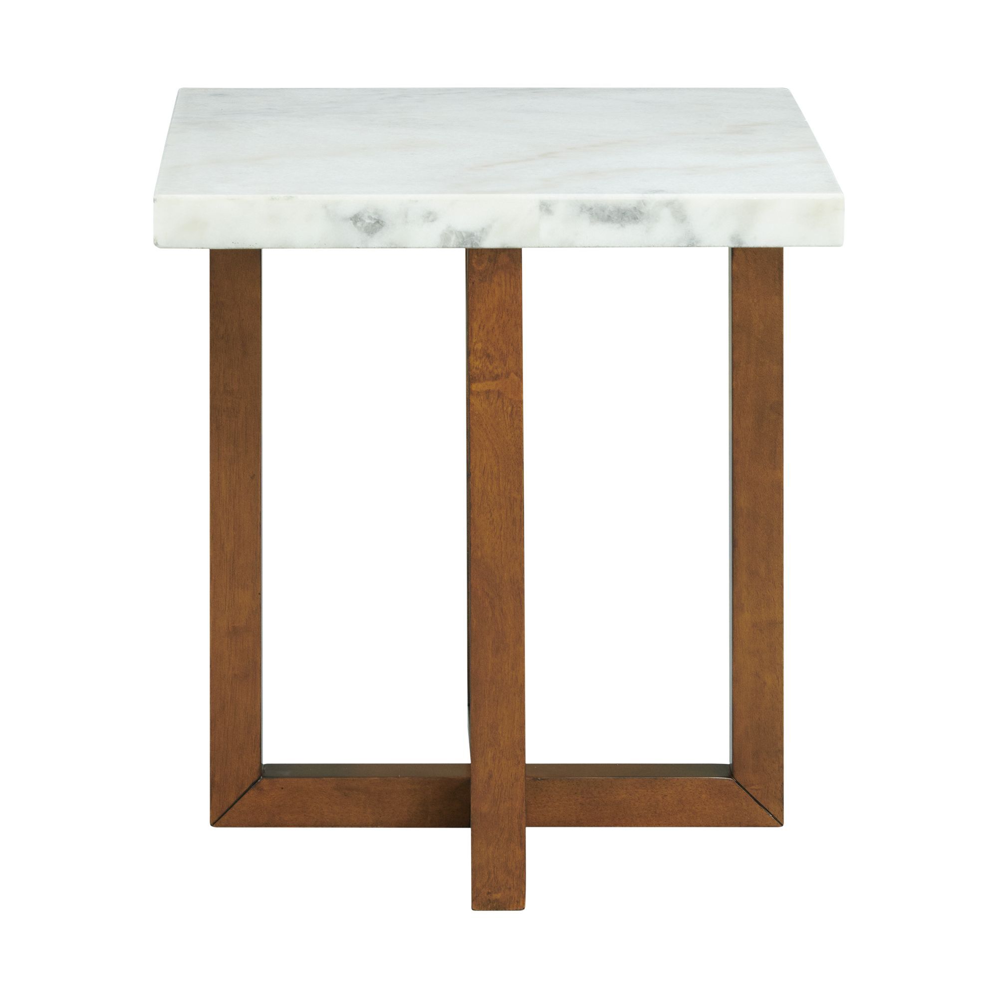 Morris - Marble Square End Table - White