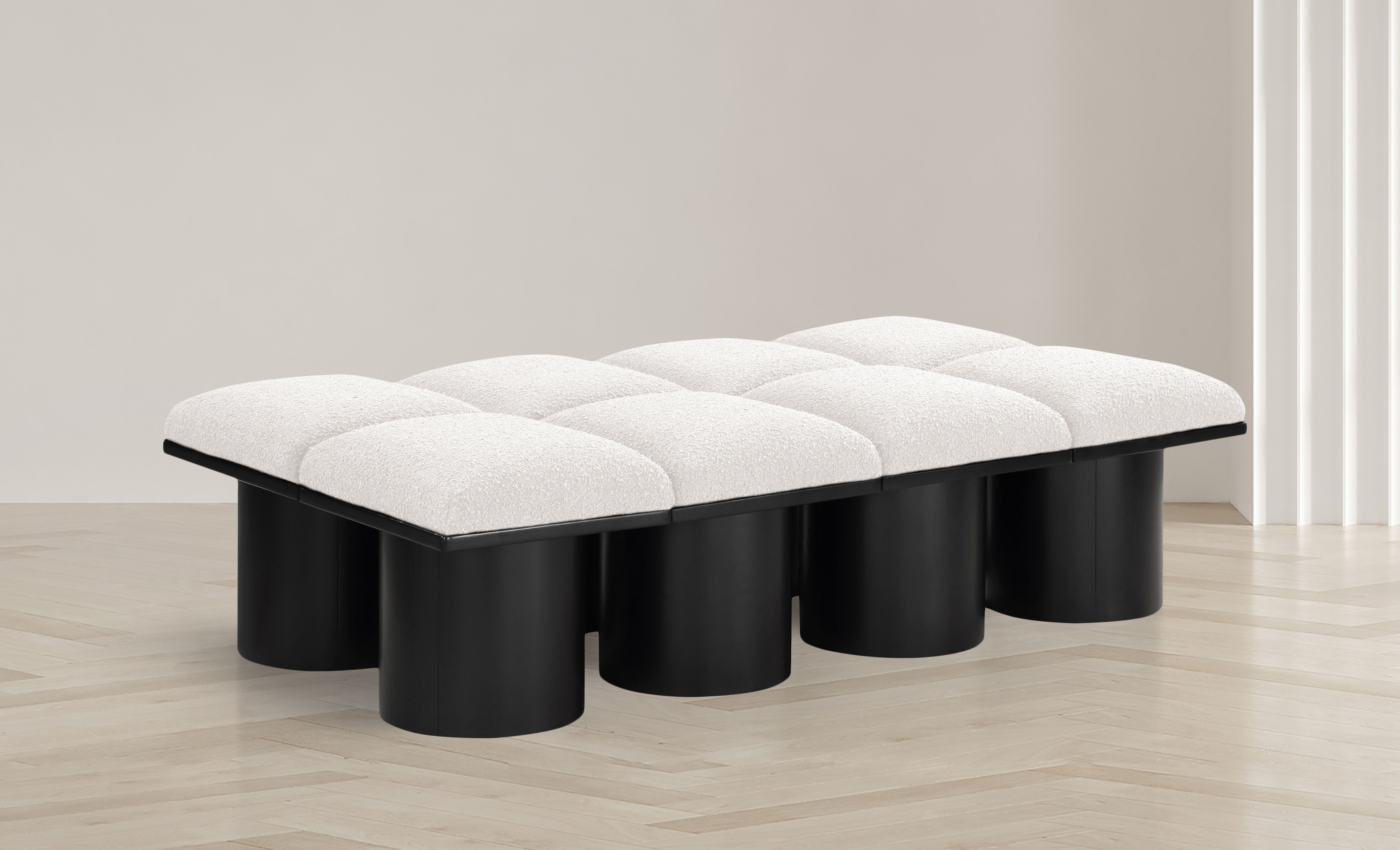 Pavilion - 62" 8 Piece Modular Bench With Black Base - Cream