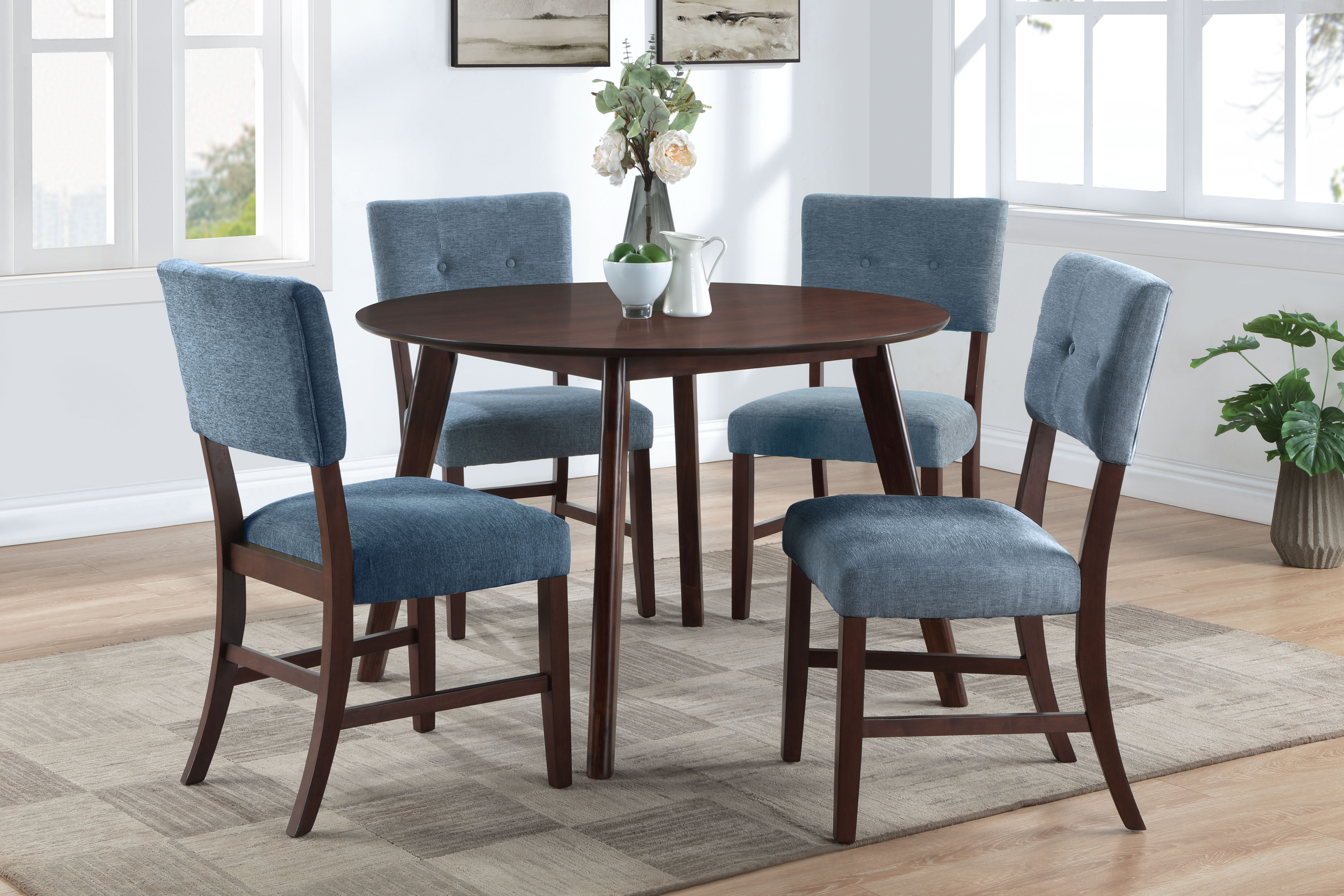 Tioga - Dining Table & 4 Chairs - Blue