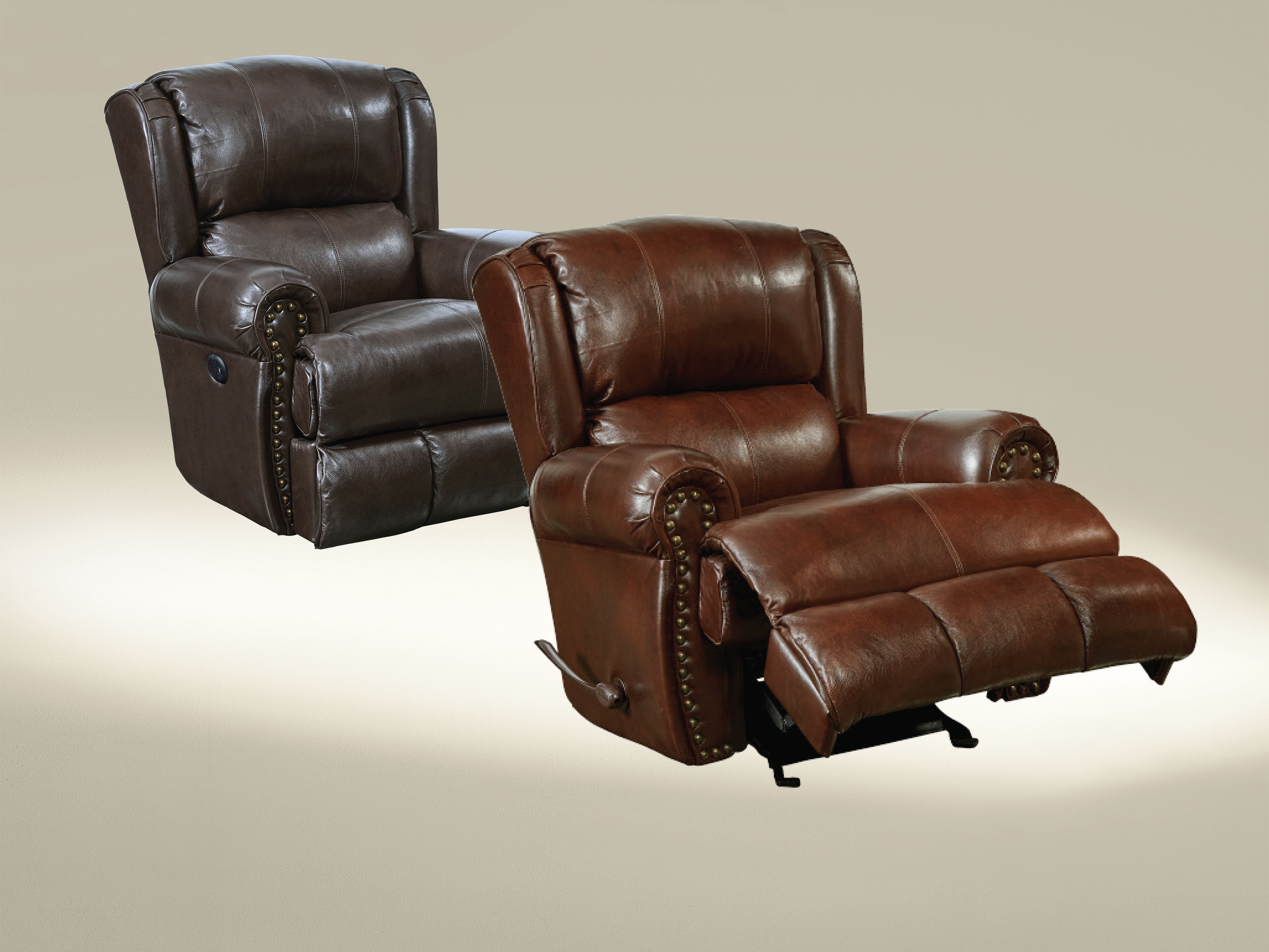 Duncan - Leather Power Deluxe Lay Flat Recliner - Walnut