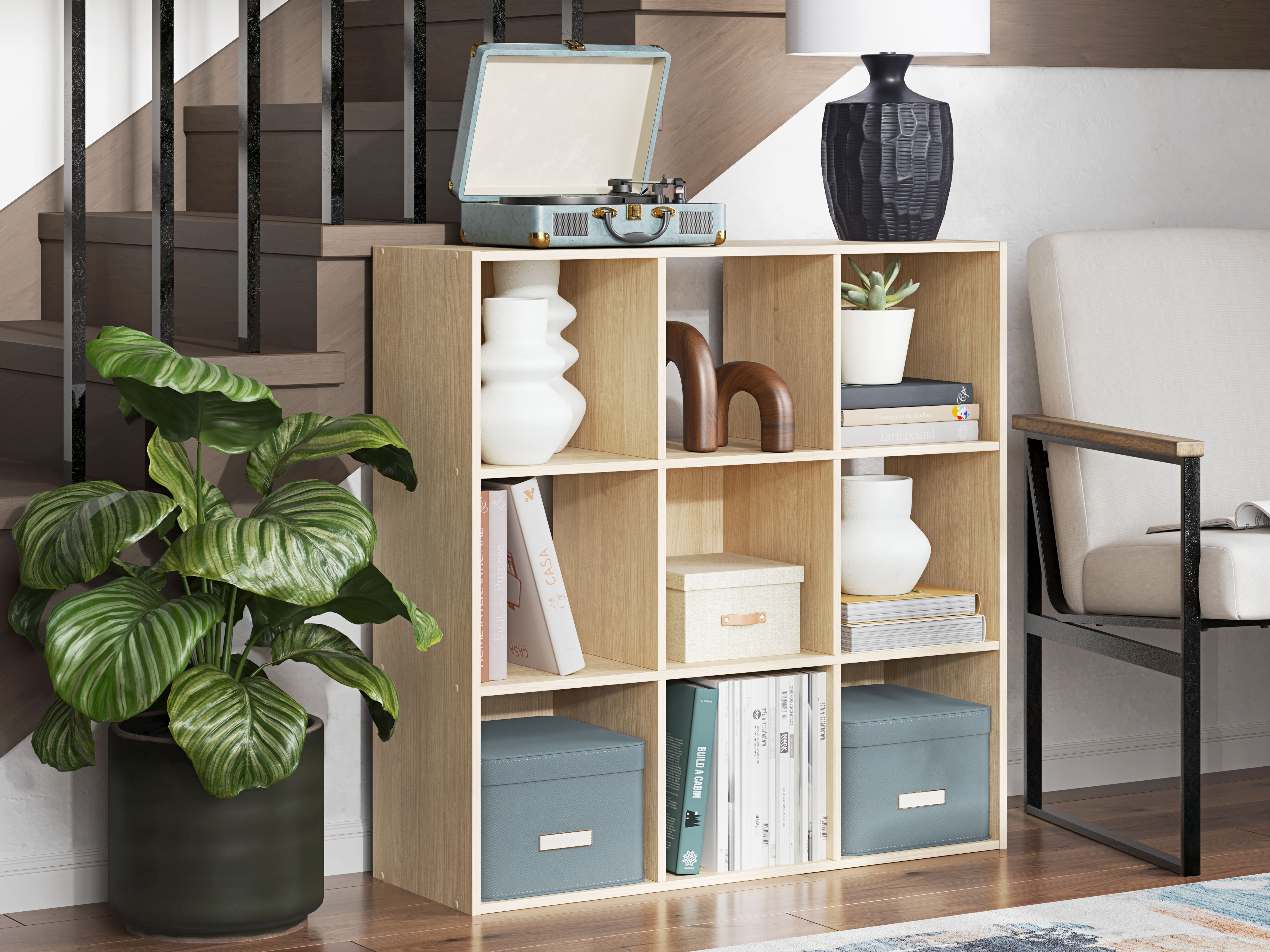 Ashley Furniture Piperton - Nine Cube Organizer - Tan - Image 2