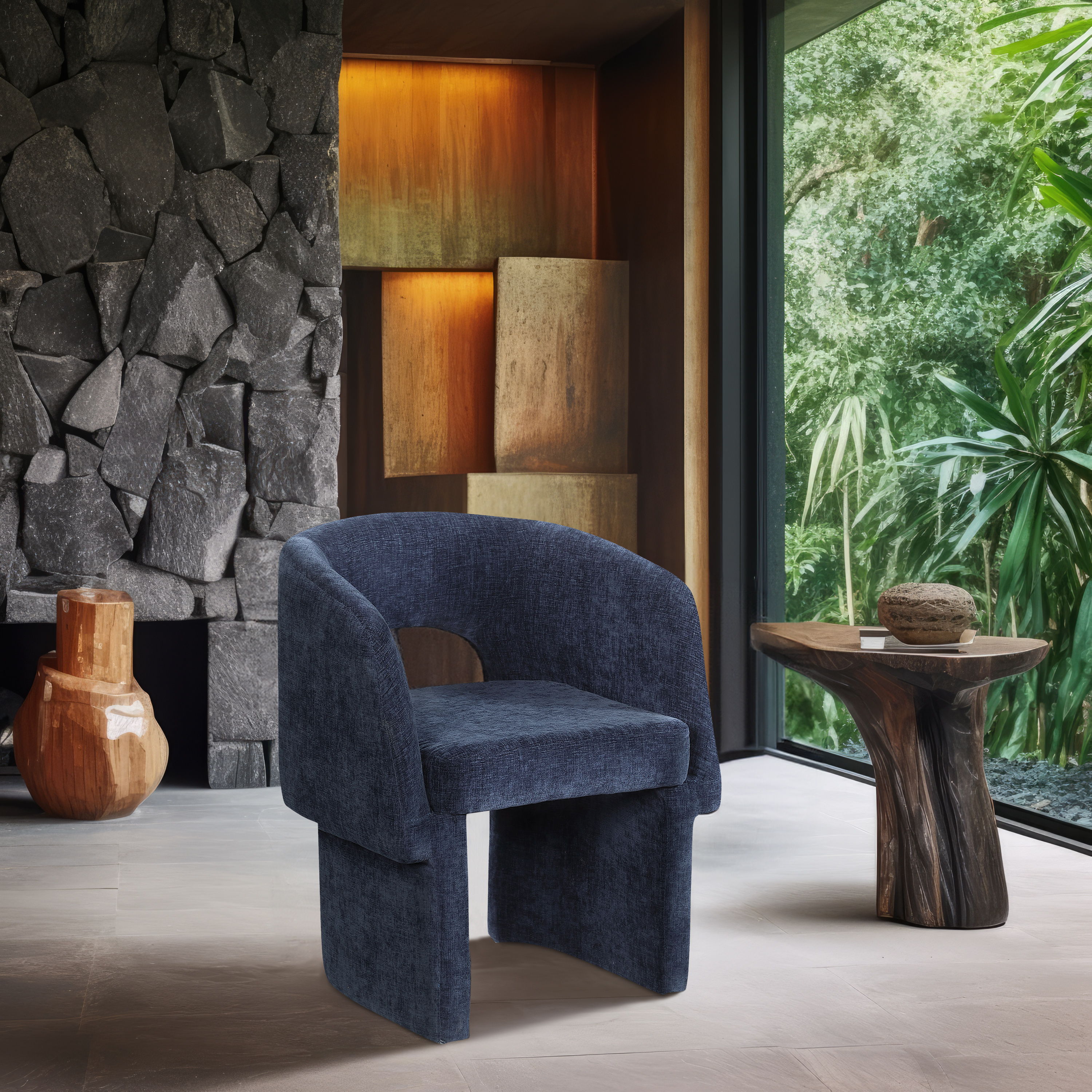 Emmet - Chenille Dining Chair / Accent Chair - Navy