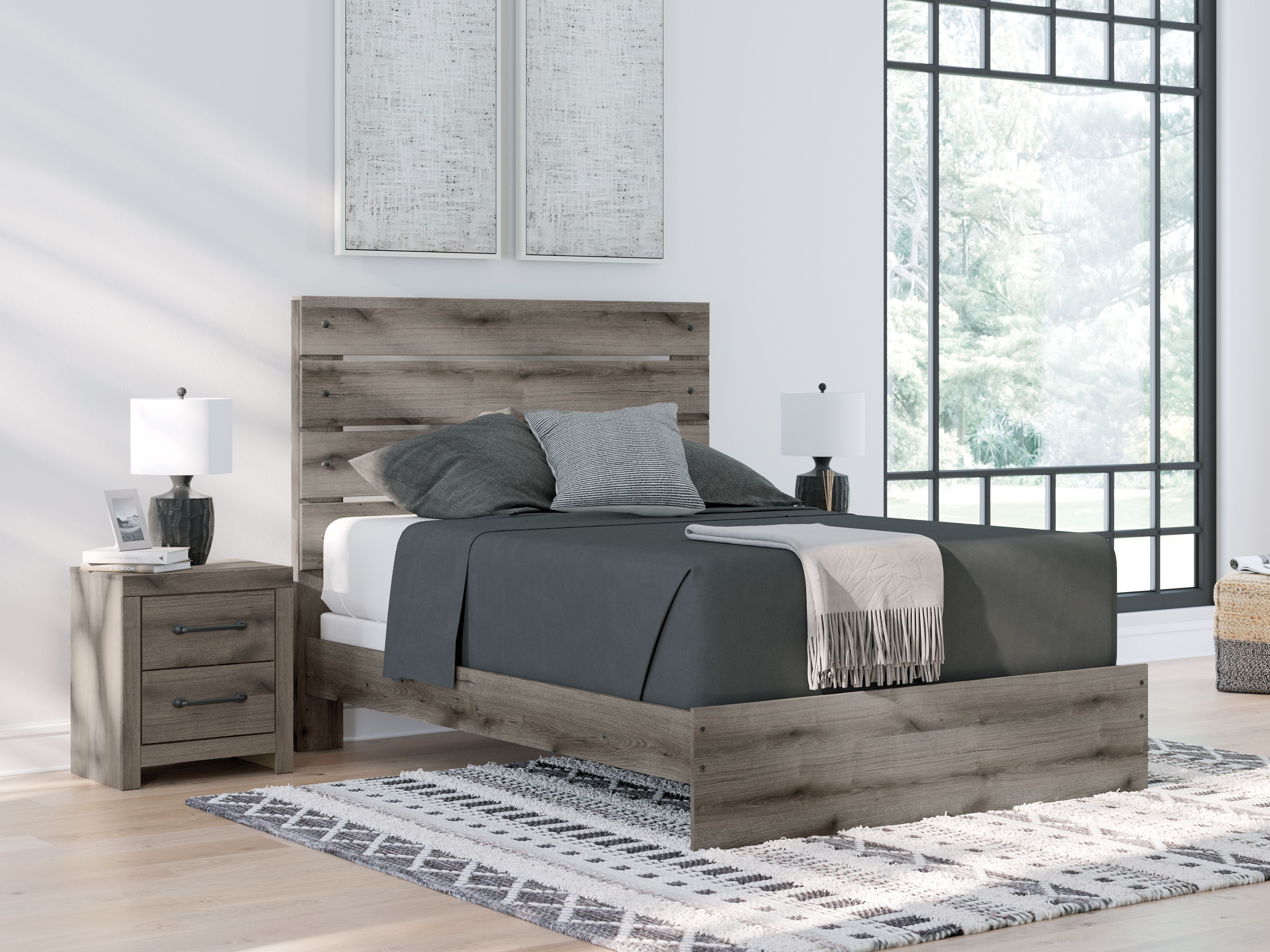Graystorm - Queen Panel Bed - Brown Gray
