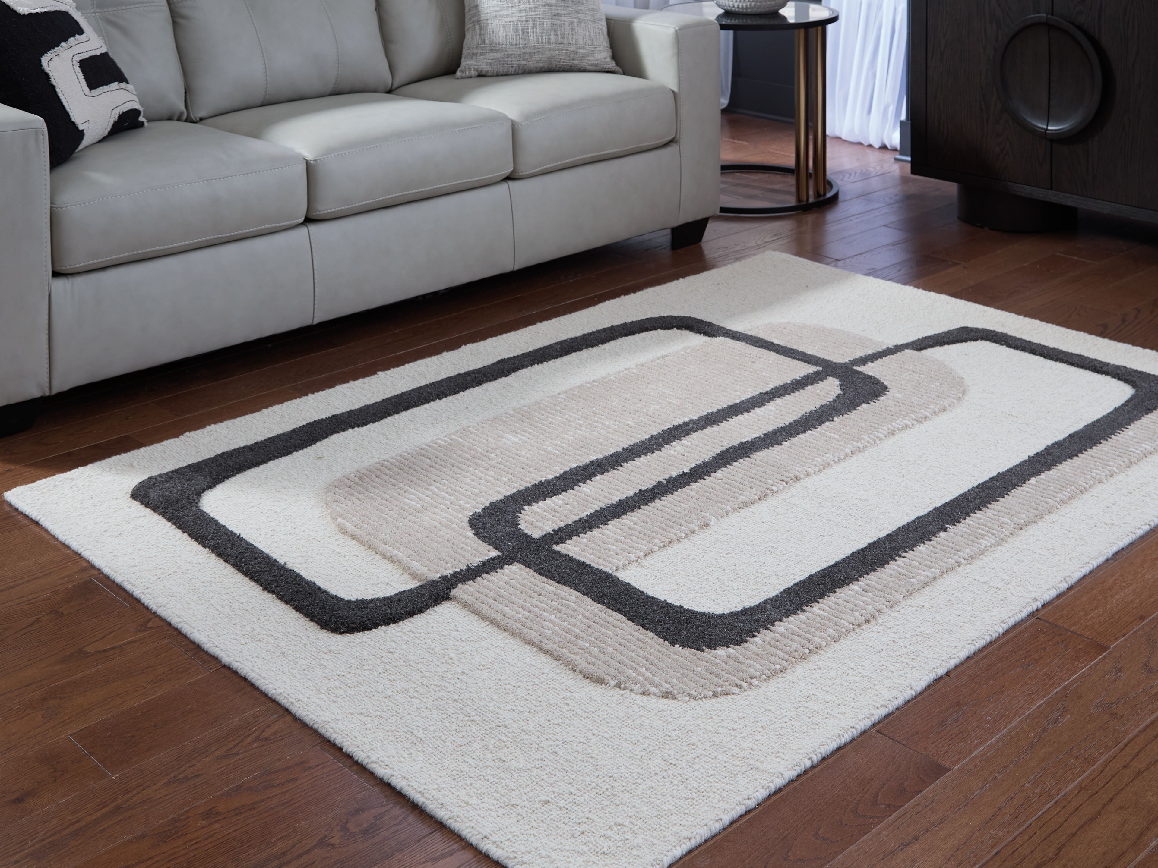 Ashley Furniture Davismour - 5' x 7' Rug - Ivory / Taupe / Charcoal - Image 2