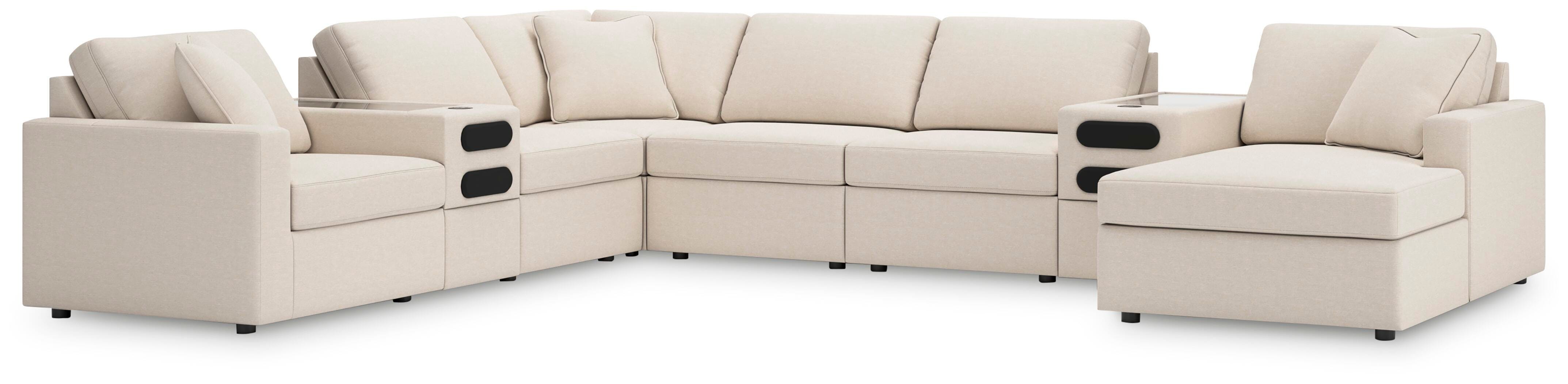 8 Pc · Sectional With Raf Corner Chaise And Audio Consoles
