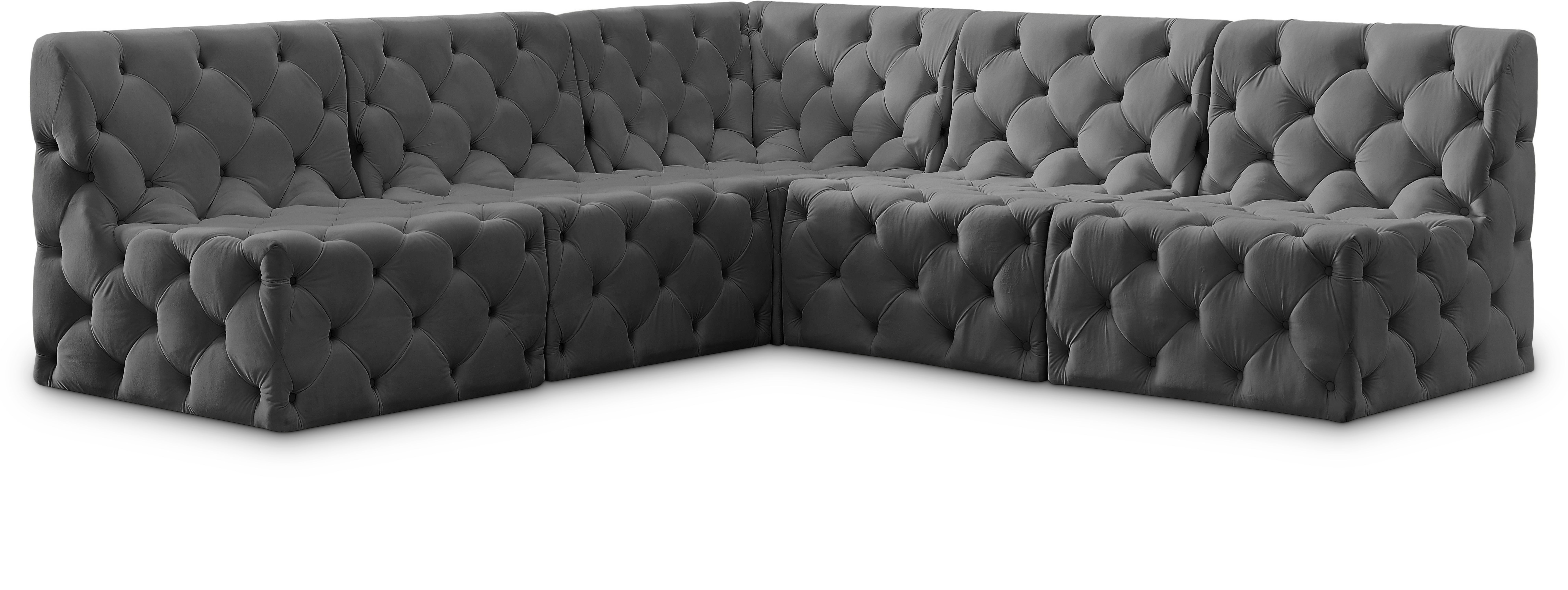 Tuft - 5 Piece Modular Corner Armless Sectional - Gray