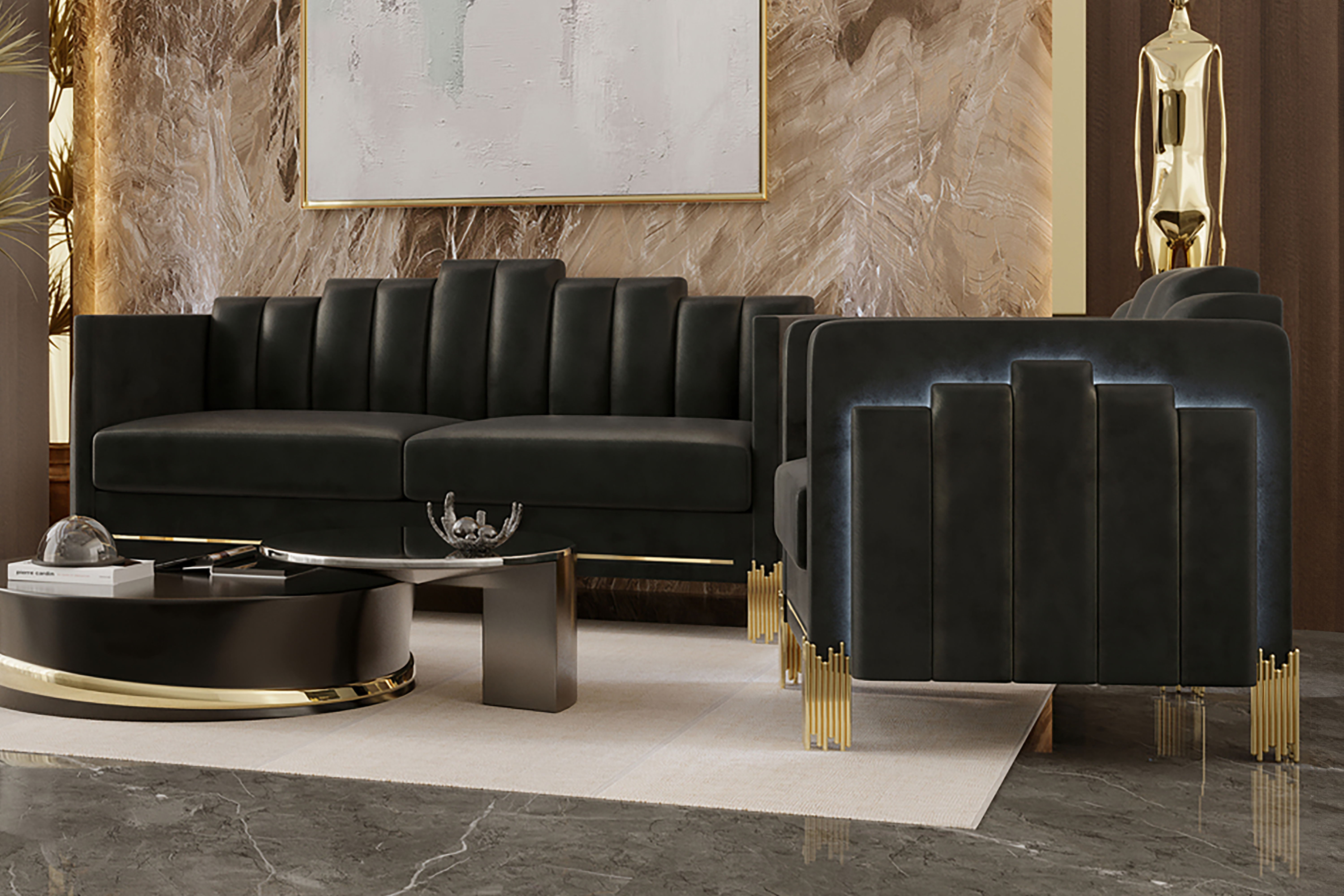 Empire - 2 Piece Manual Sofa & Loveseat - Black