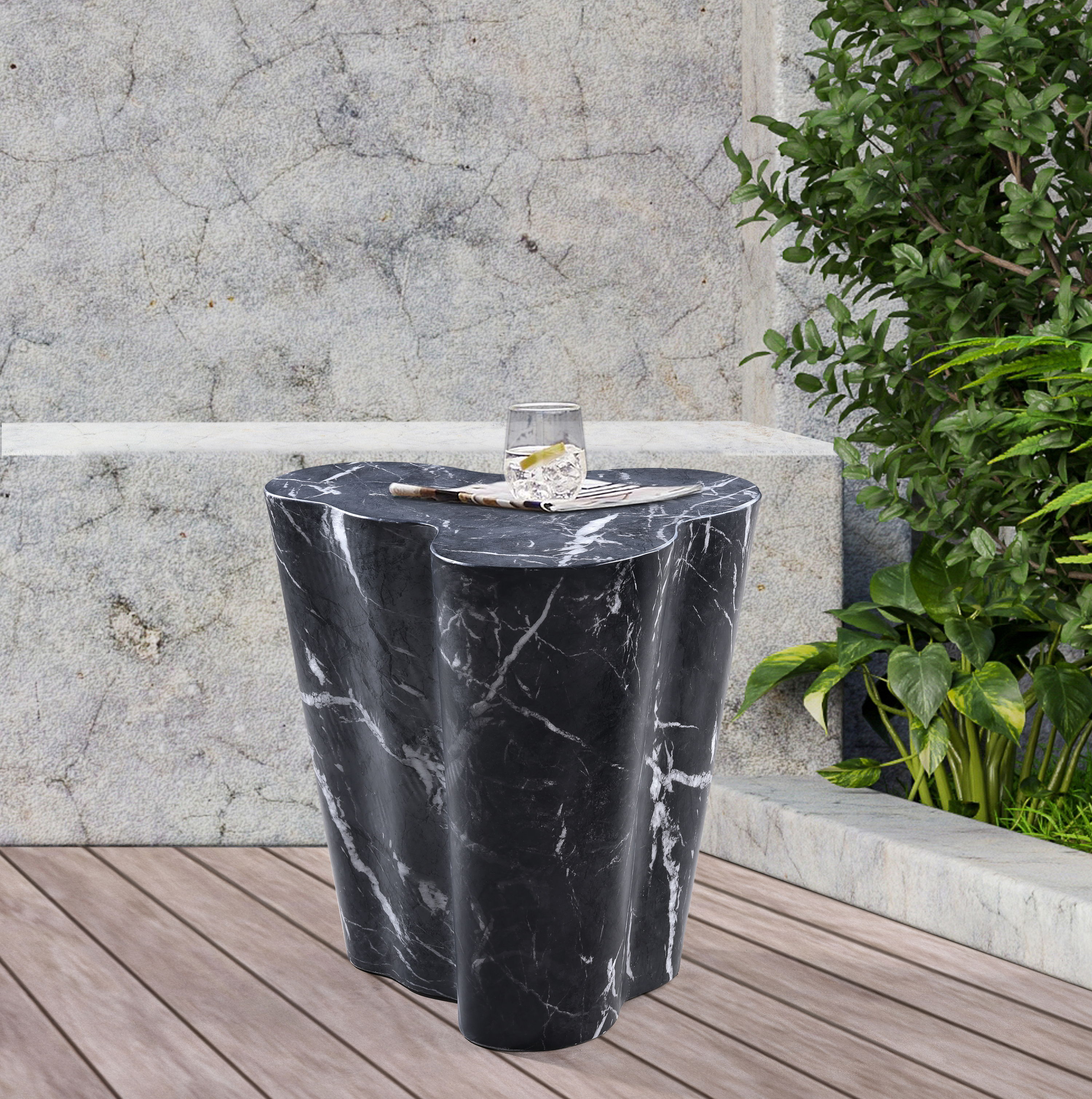 Monza - Concrete End Table - Black