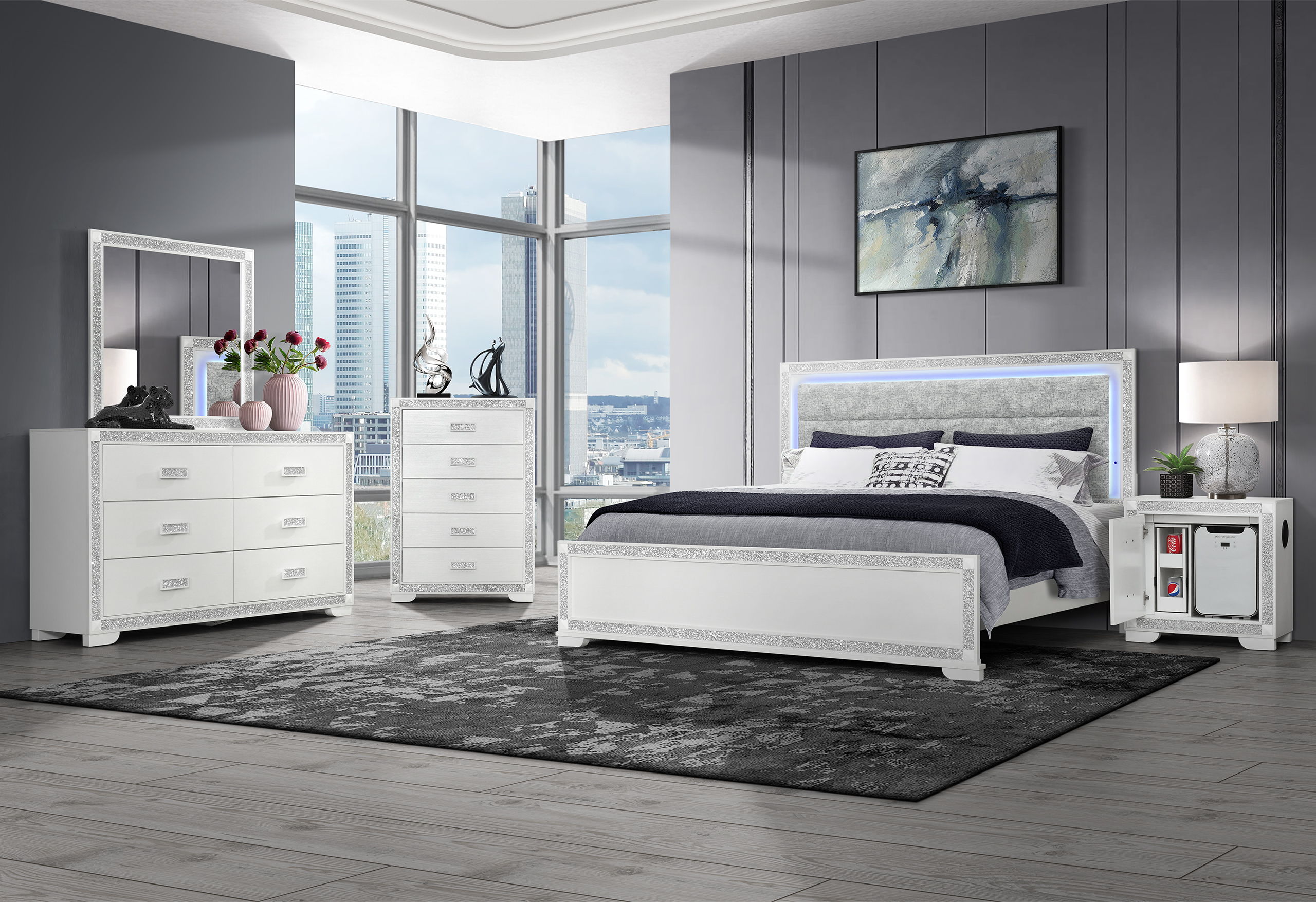Queen · 5 Pc · Queen Bedroom Set With Cooler And Speaker