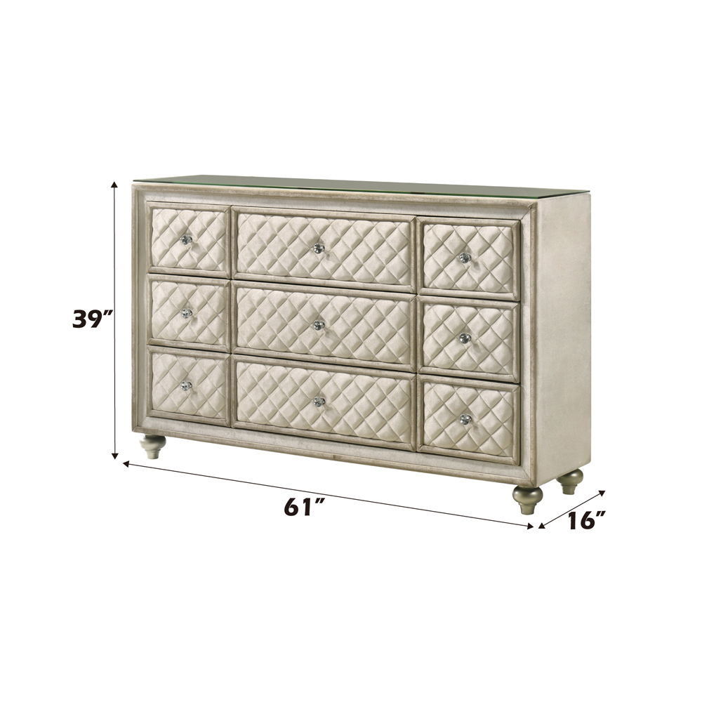 Lucienne - Dresser - Beige Velvet, silver, view 4