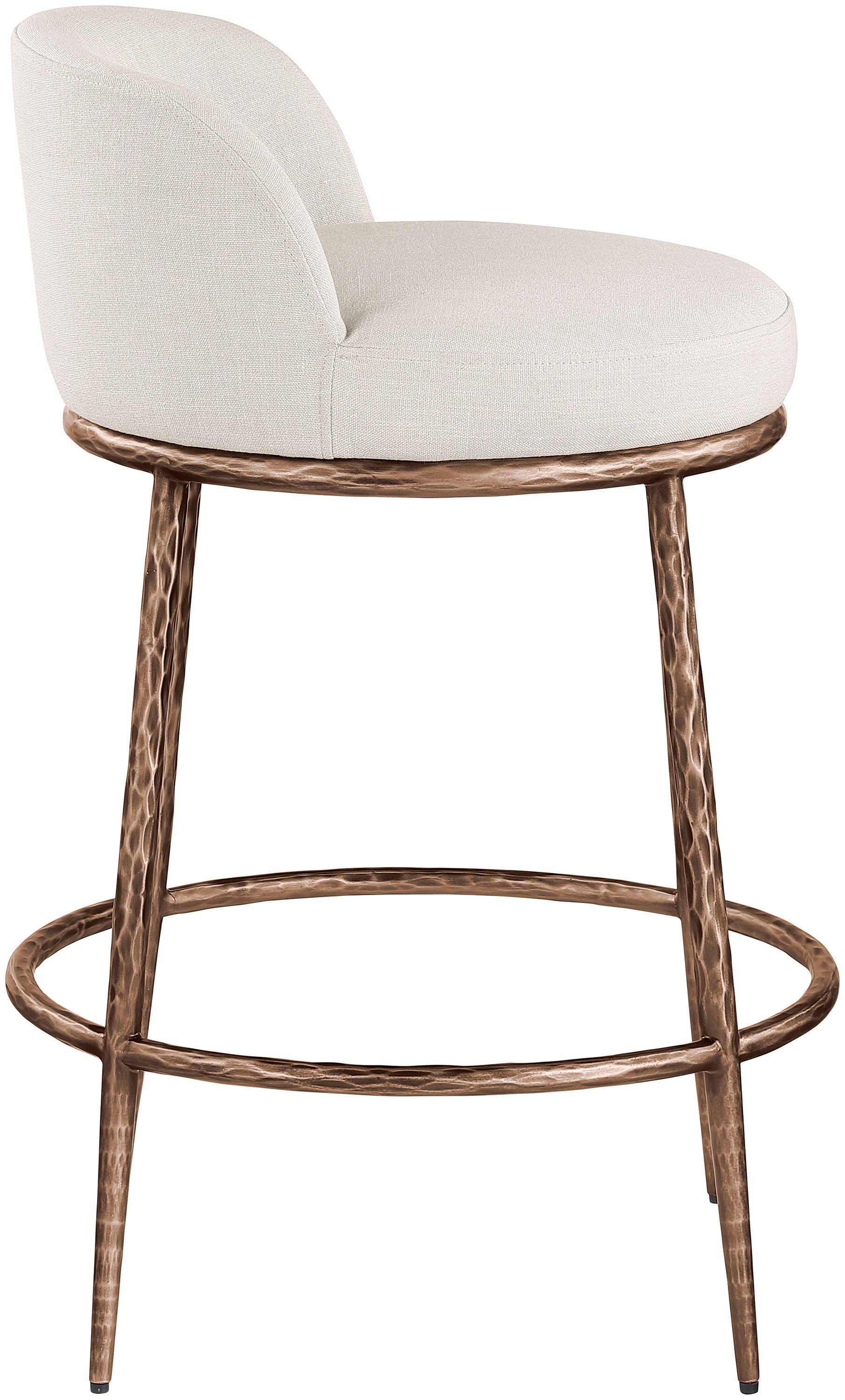 Ferro - Linen Textured Performance Fabric Upholstered Counter Stool - Beige / Brushed Bronze