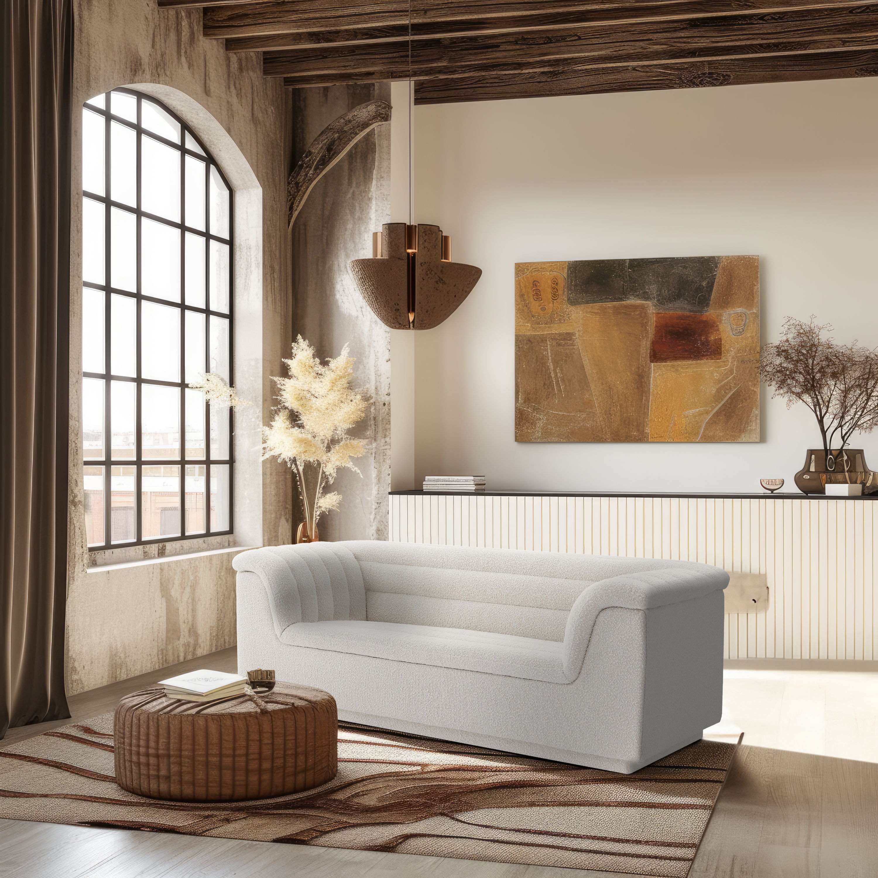 Cascade - Boucle Loveseat - Cream