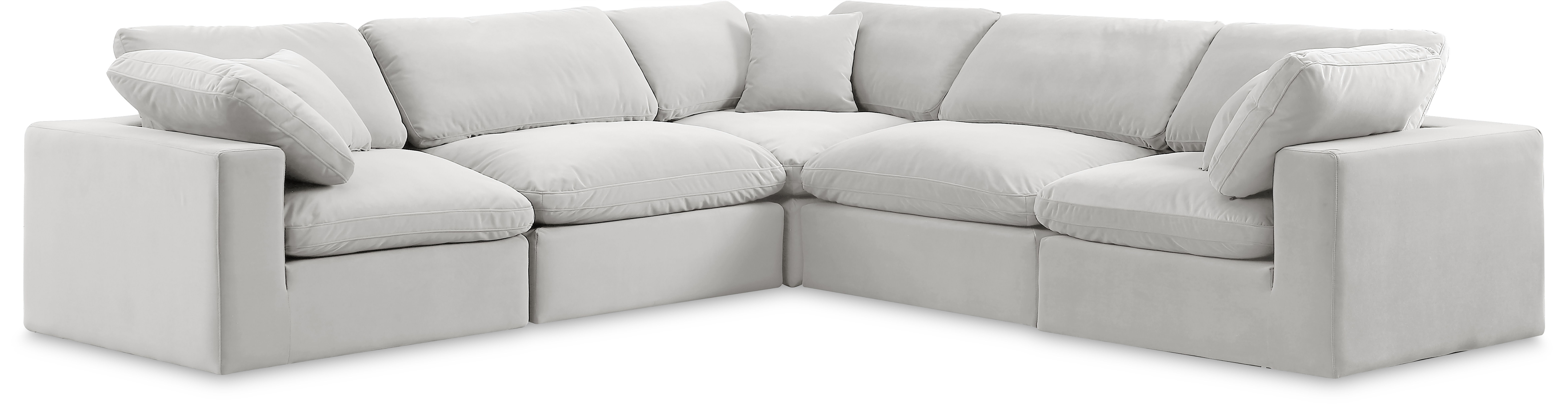 Comfy - 5 Piece Velvet Modular Corner Sectional - White