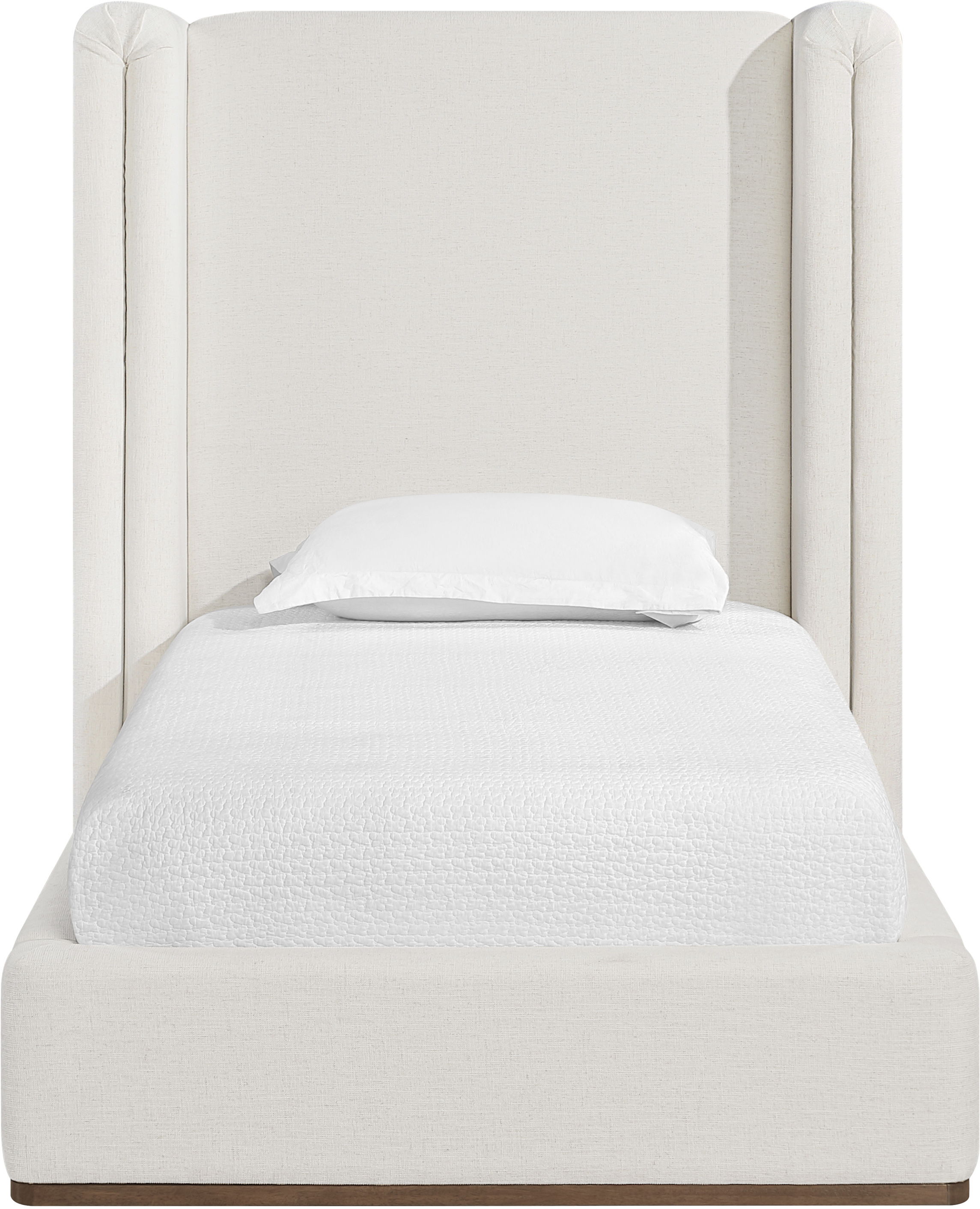 Solange - Linen Textured Fabric Upholstered Twin Bed - Cream
