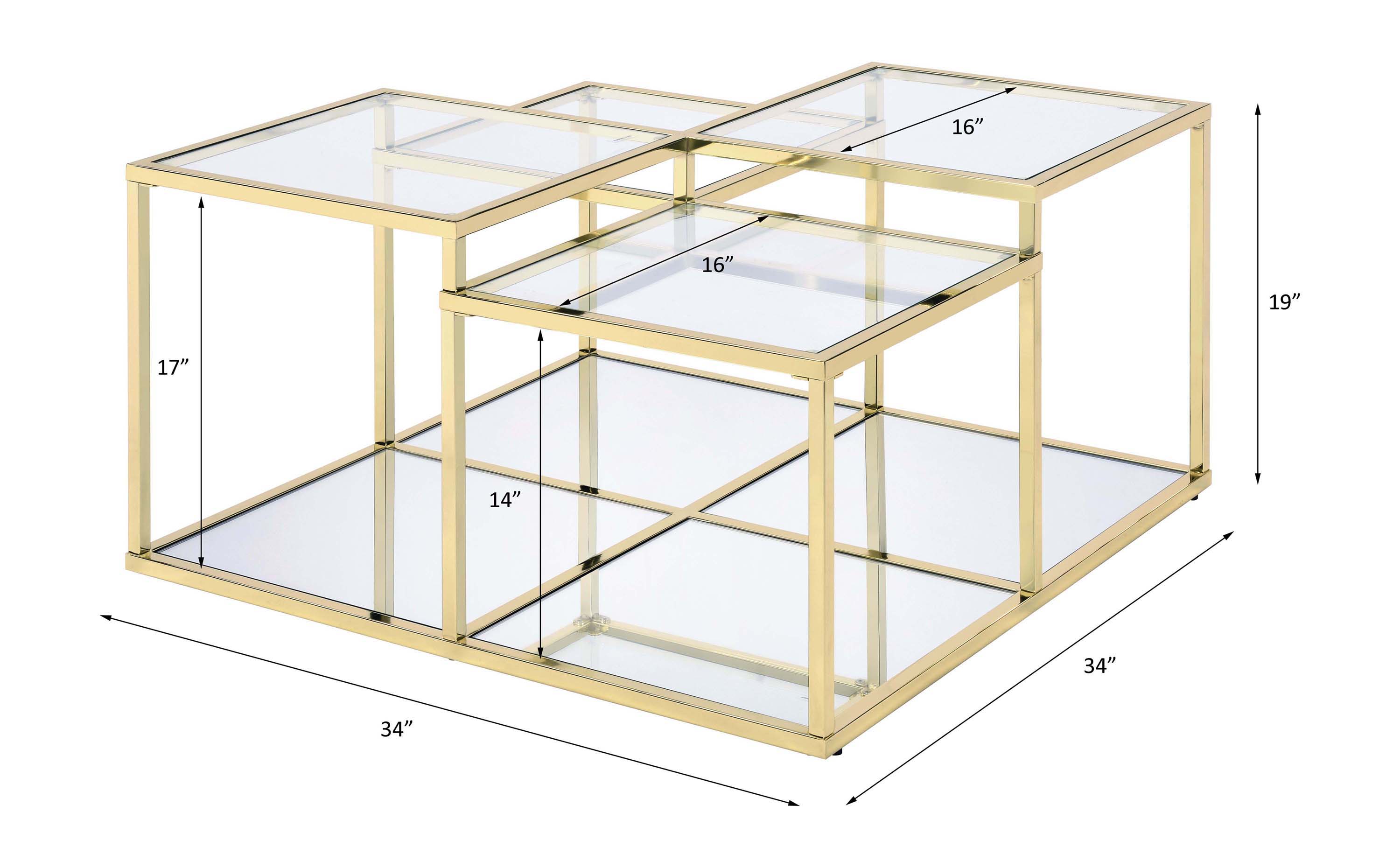 Uchenna - Coffee Table - Clear Glass & Gold, gold, view 3