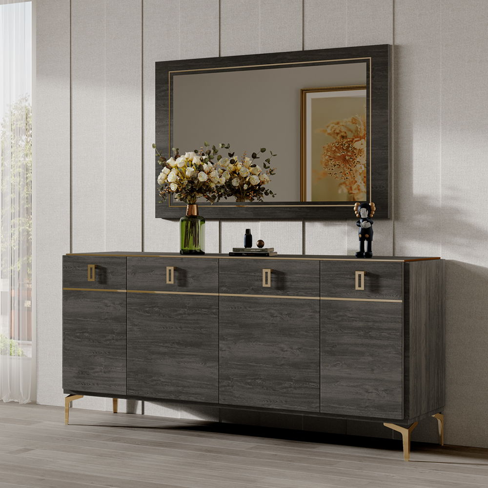Venezia - Accent Mirror - Gray, dark gray, view 3