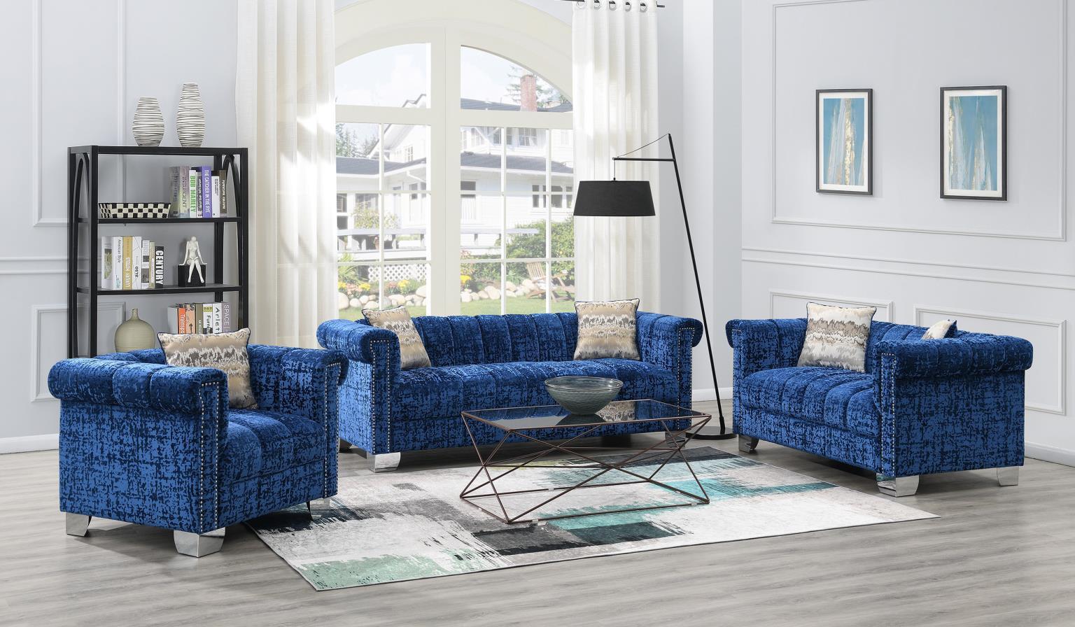 U230 - Dark Crushed Velvet Chair - Blue