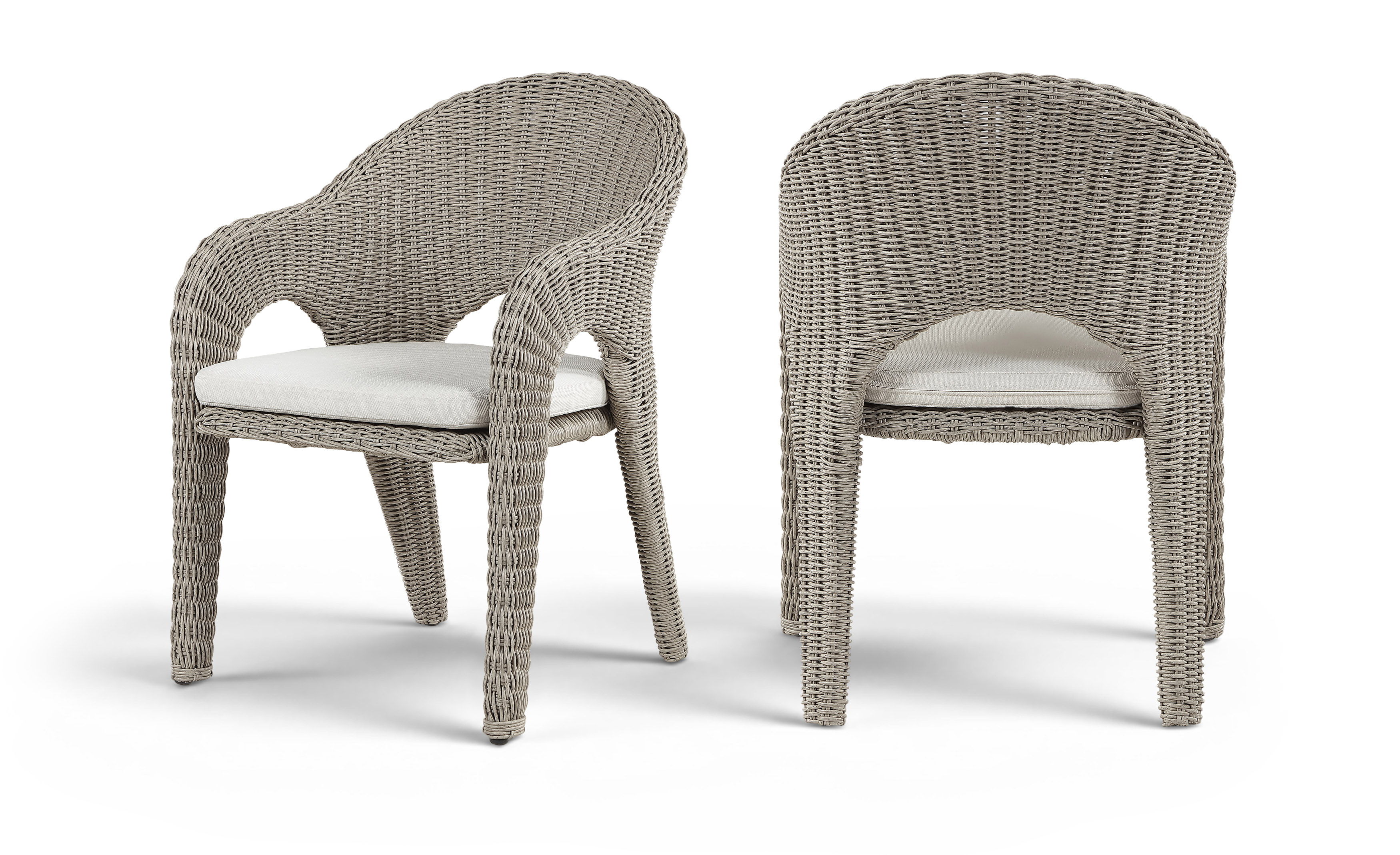 Seacrest - Olefin Water Resistant Fabric And Wicker Outdoor Patio Dining Chair - Taupe