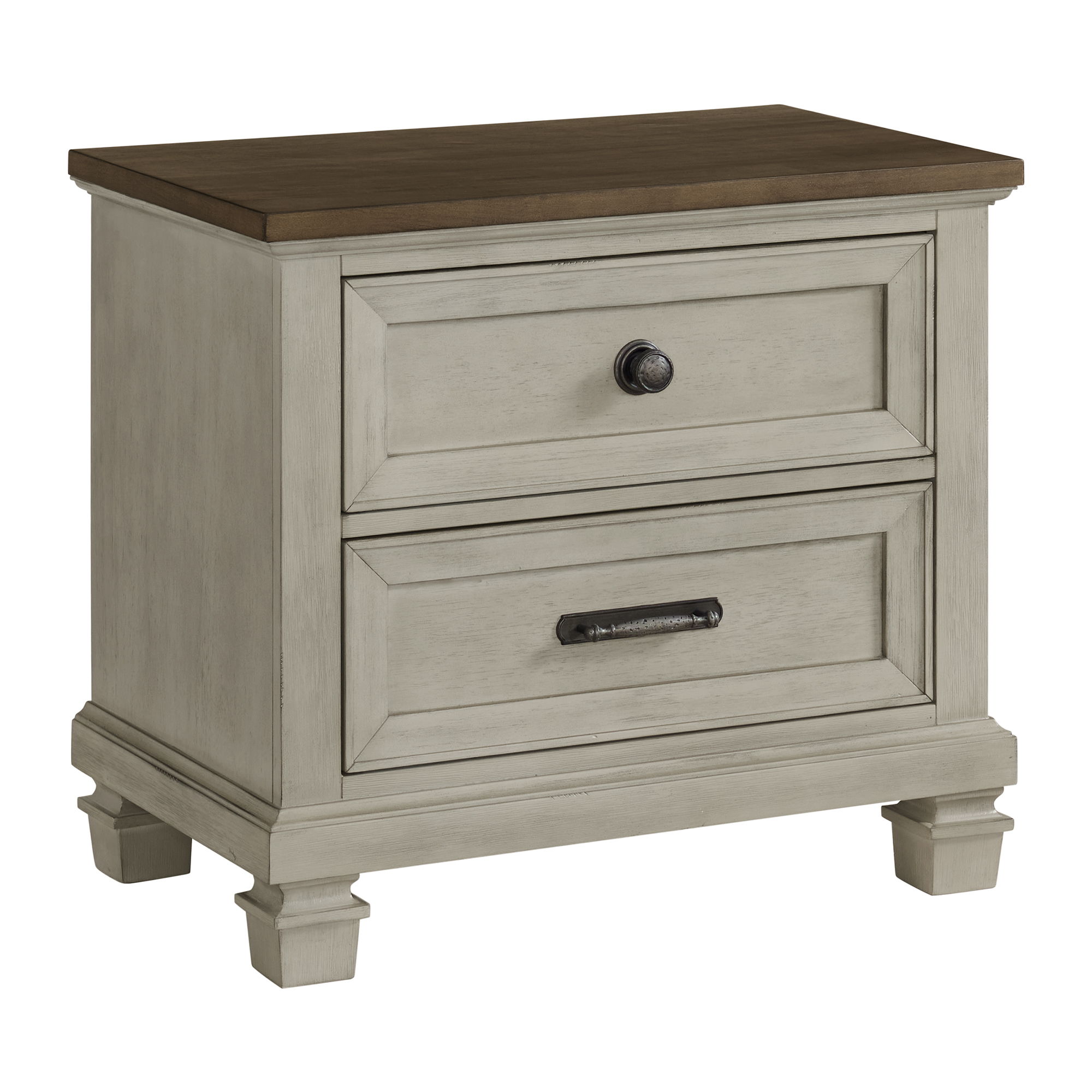 Farmington - Queen 3 Piece Bedroom Set With 2 Nightstands - Medium Brown And Washed Stone
